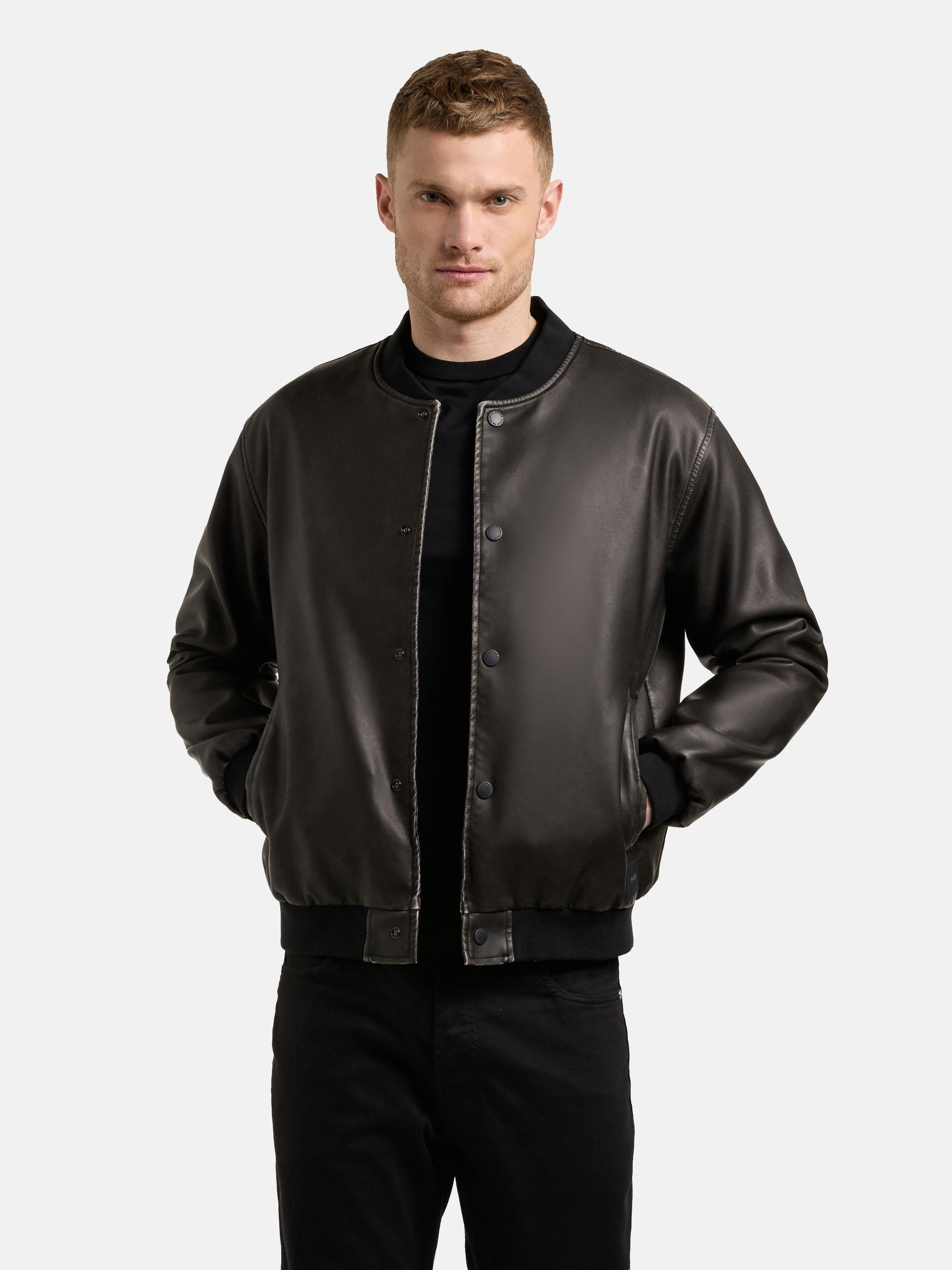 Kunstlederjacke mit Bündchen "Cale" Vintage Black
