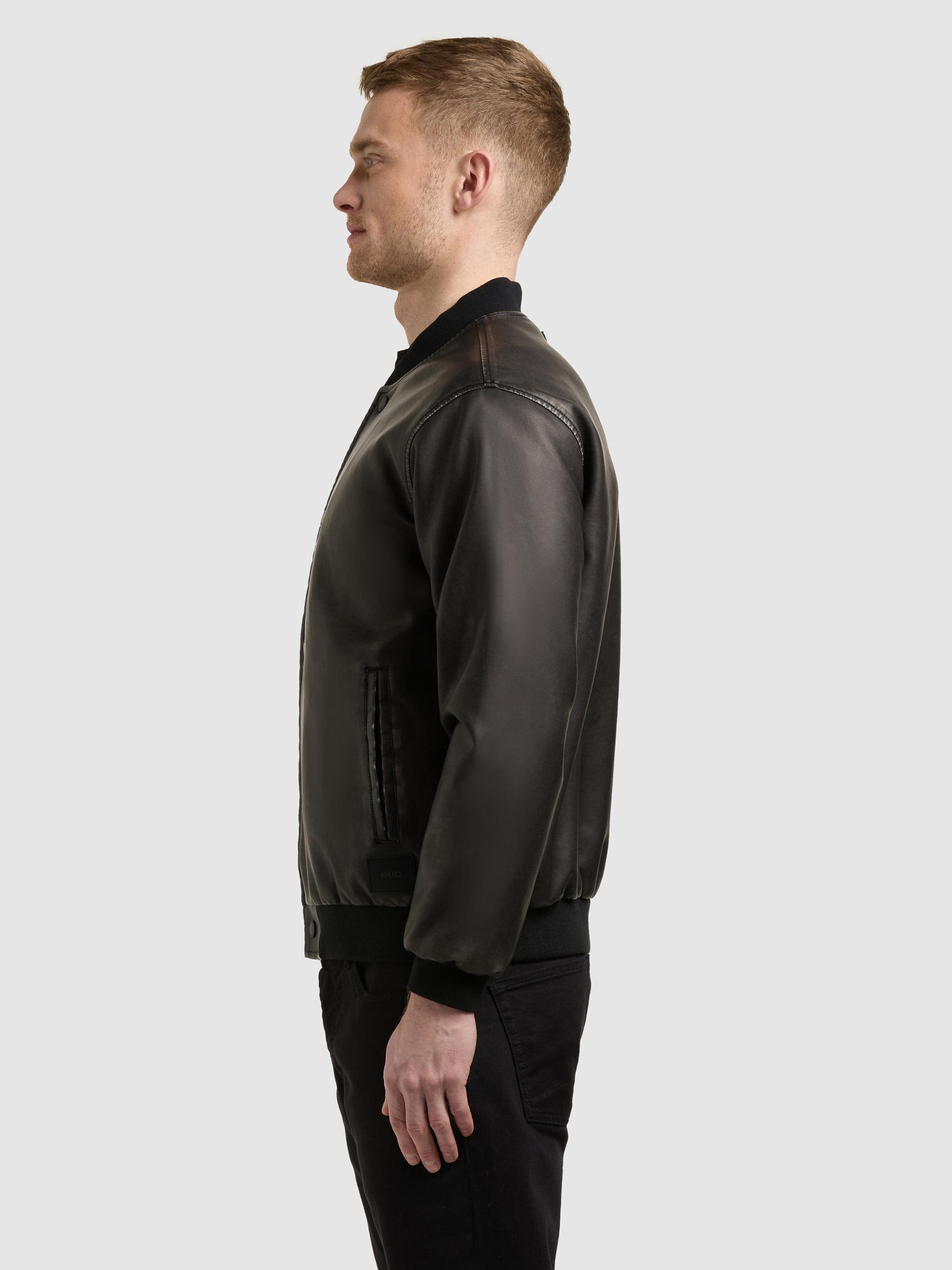 Kunstlederjacke mit Bündchen "Cale" Vintage Black