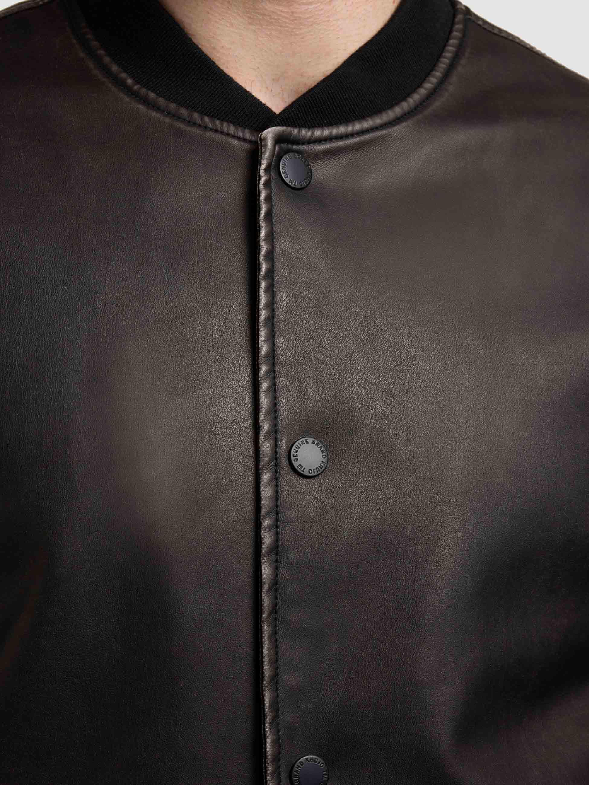 Kunstlederjacke mit Bündchen "Cale" Vintage Black