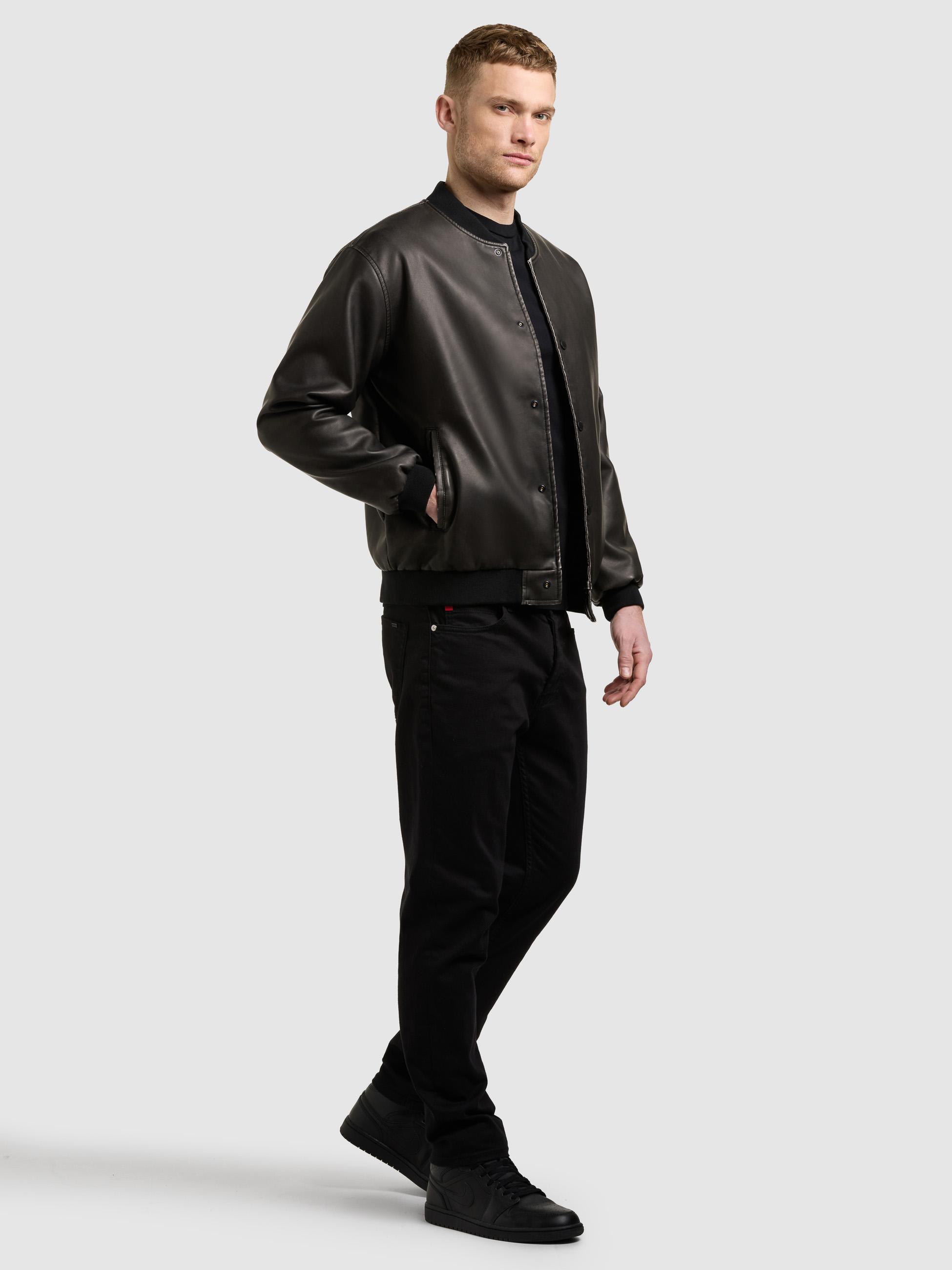 Kunstlederjacke mit Bündchen "Cale" Vintage Black