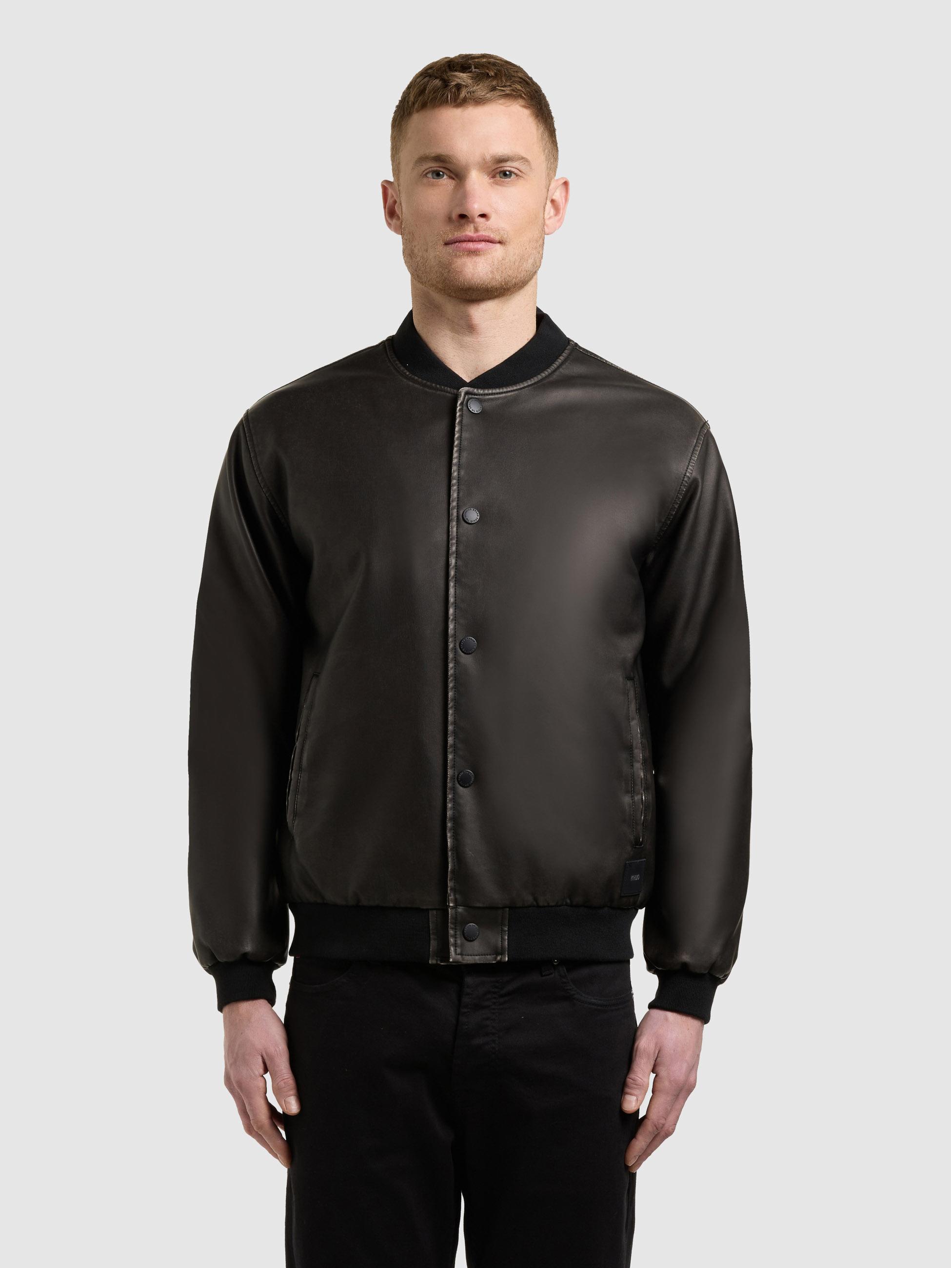Kunstlederjacke mit Bündchen "Cale" Vintage Black