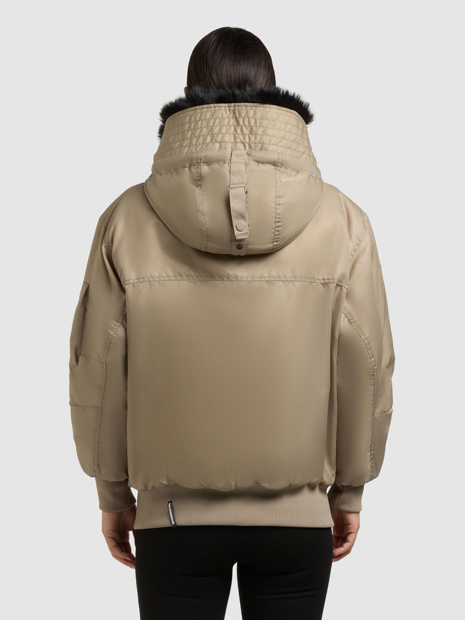 Warme Bomberjacke mit Kunstpelz-Besatz "Cela" Bomber Beige