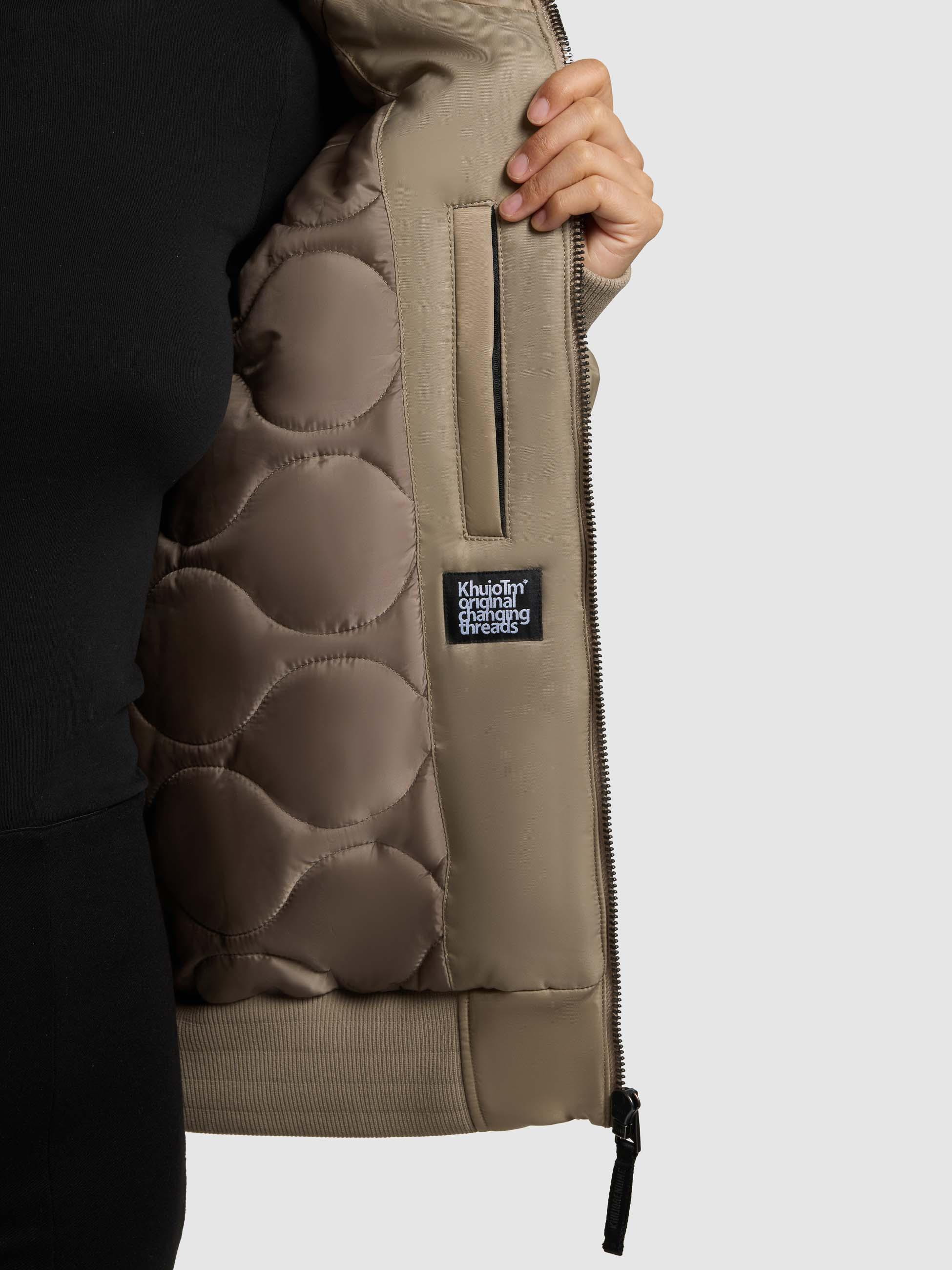 Warme Bomberjacke mit Kunstpelz-Besatz "Cela" Bomber Beige