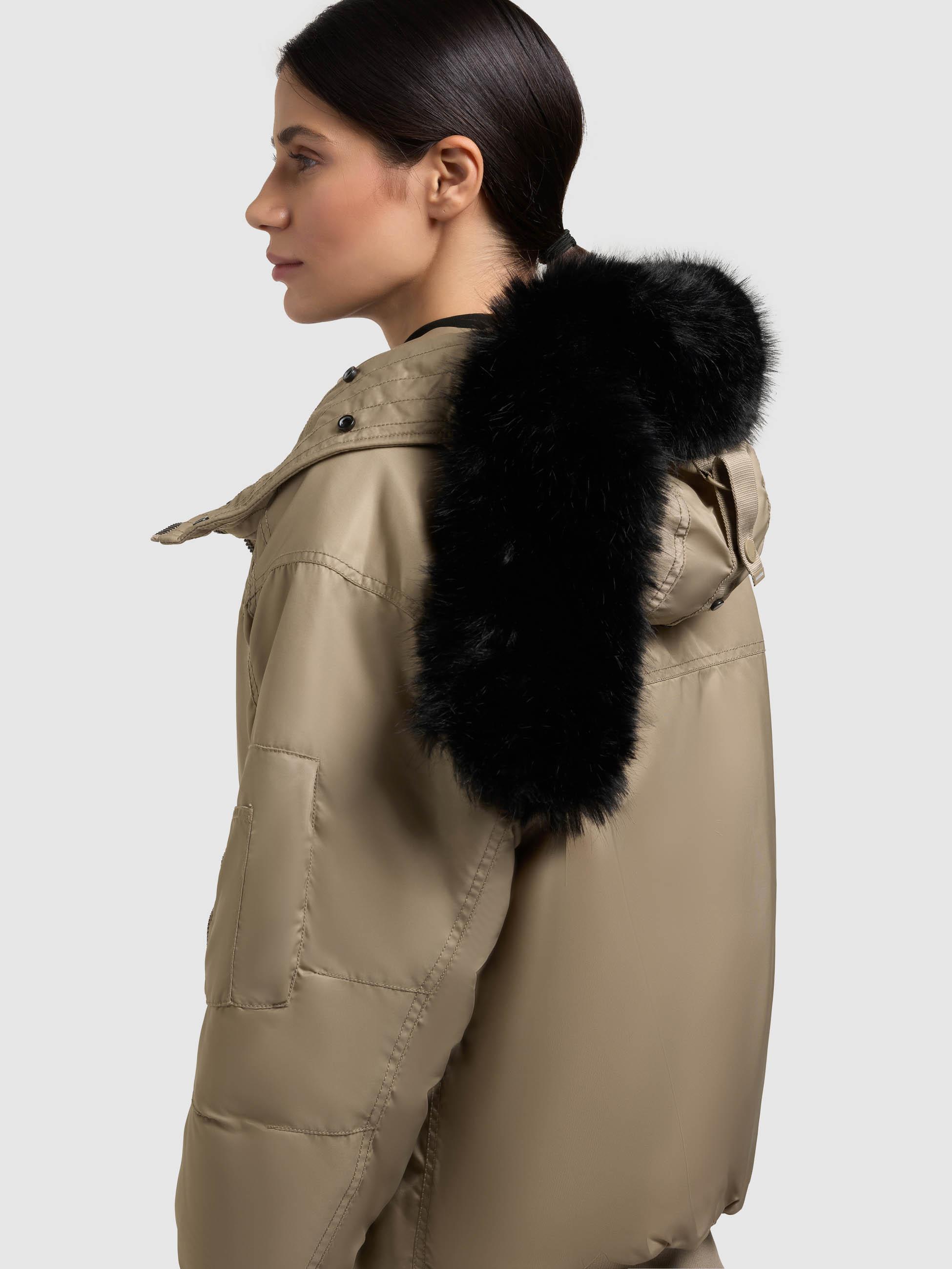 Warme Bomberjacke mit Kunstpelz-Besatz "Cela" Bomber Beige