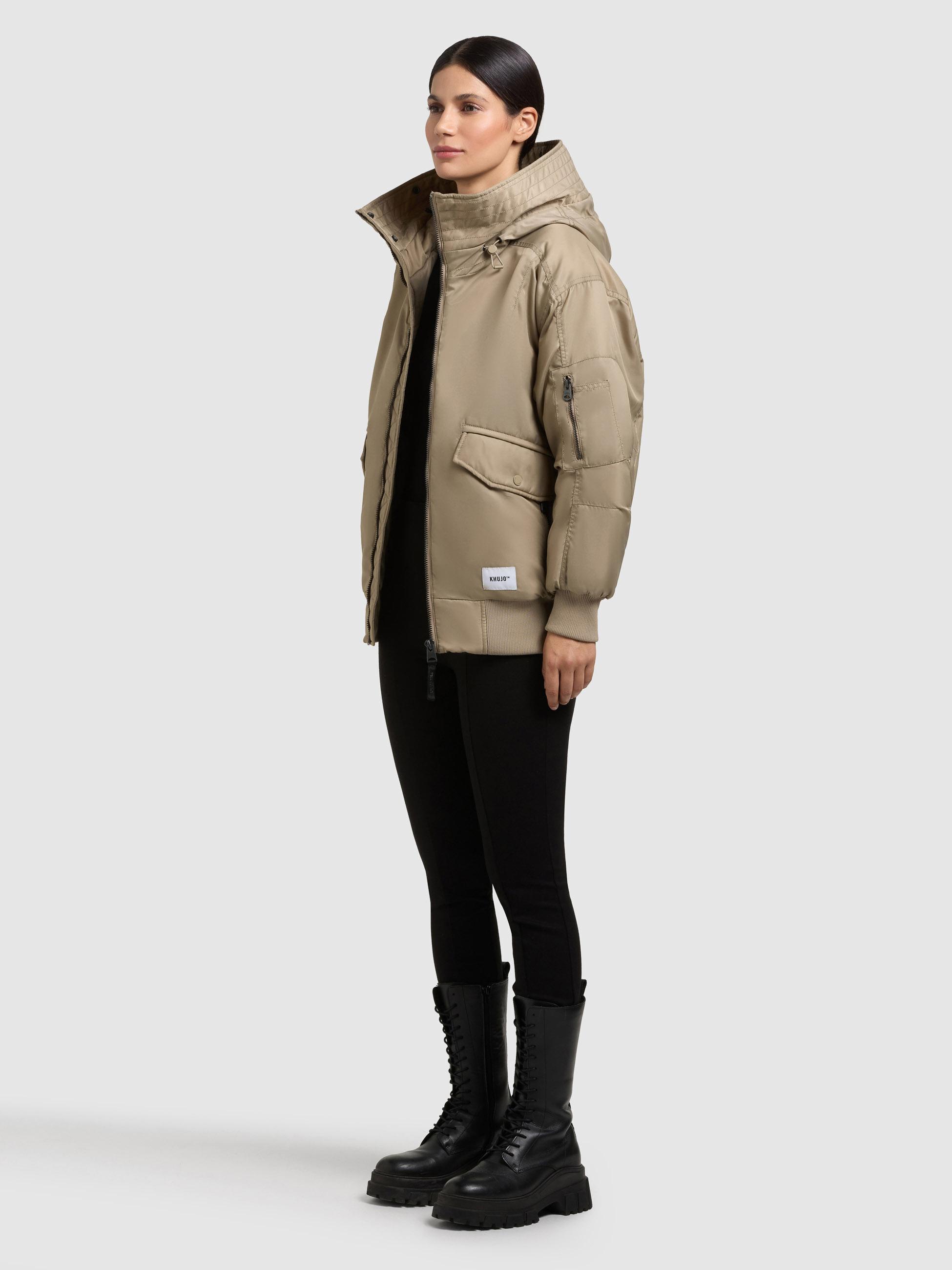 Warme Bomberjacke mit Kunstpelz-Besatz "Cela" Bomber Beige