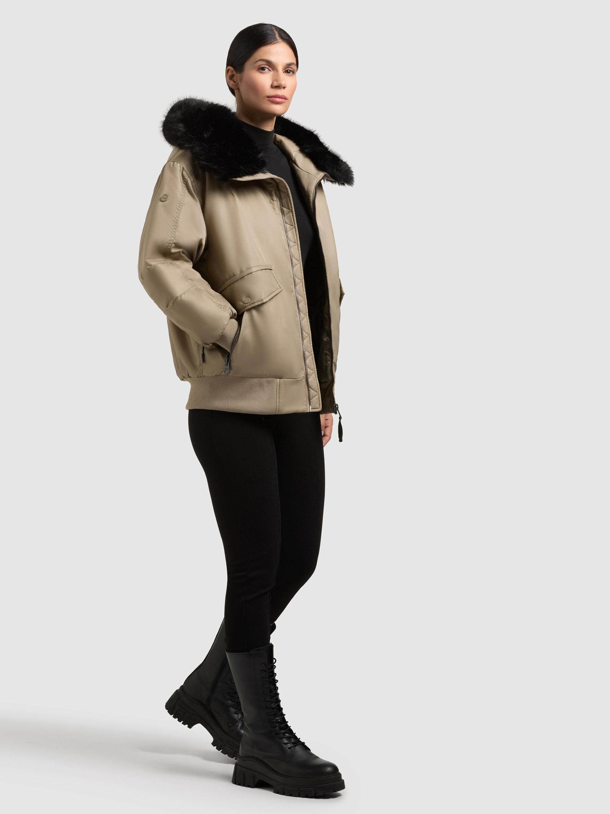 Warme Bomberjacke mit Kunstpelz-Besatz "Cela" Bomber Beige
