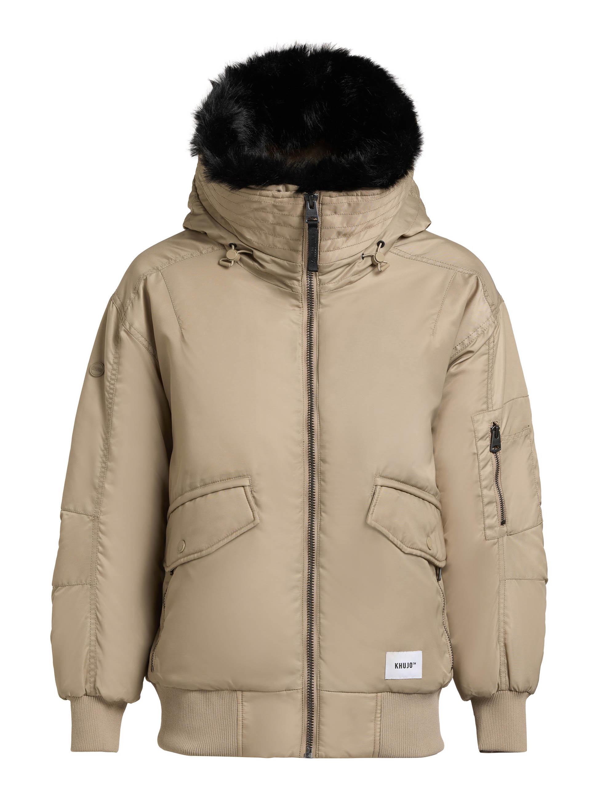 Warme Bomberjacke mit Kunstpelz-Besatz "Cela" Bomber Beige