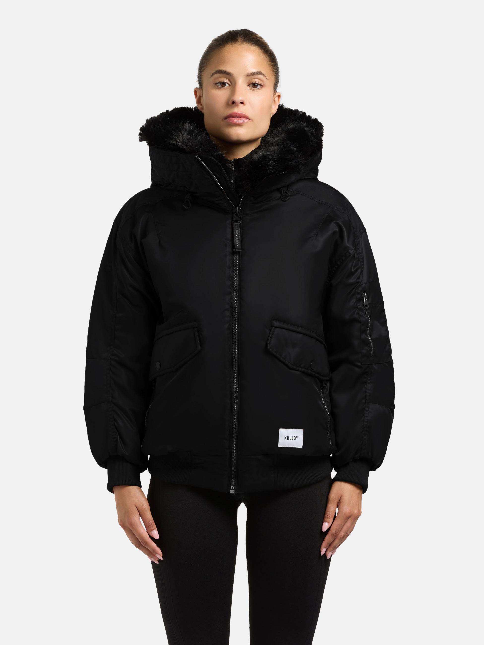 Warme Bomberjacke mit Kunstpelz-Besatz "Cela" Bomber Black