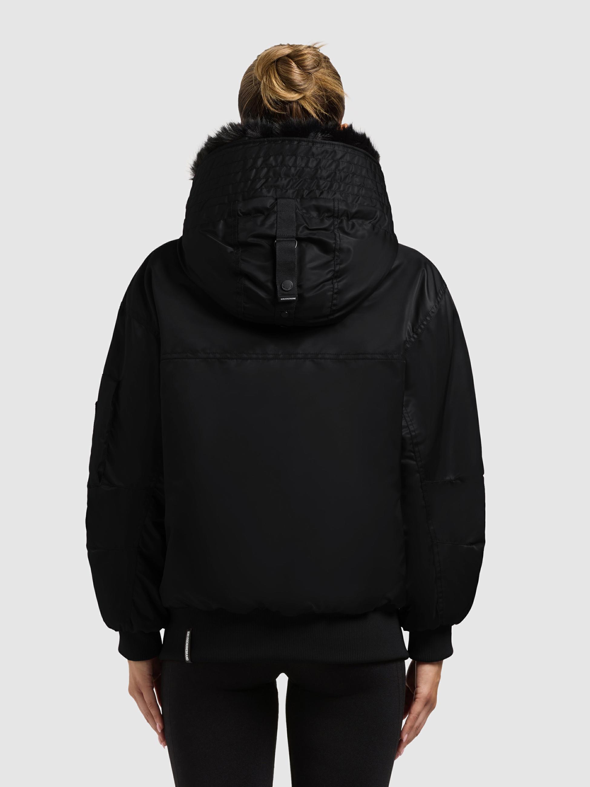 Warme Bomberjacke mit Kunstpelz-Besatz "Cela" Bomber Black