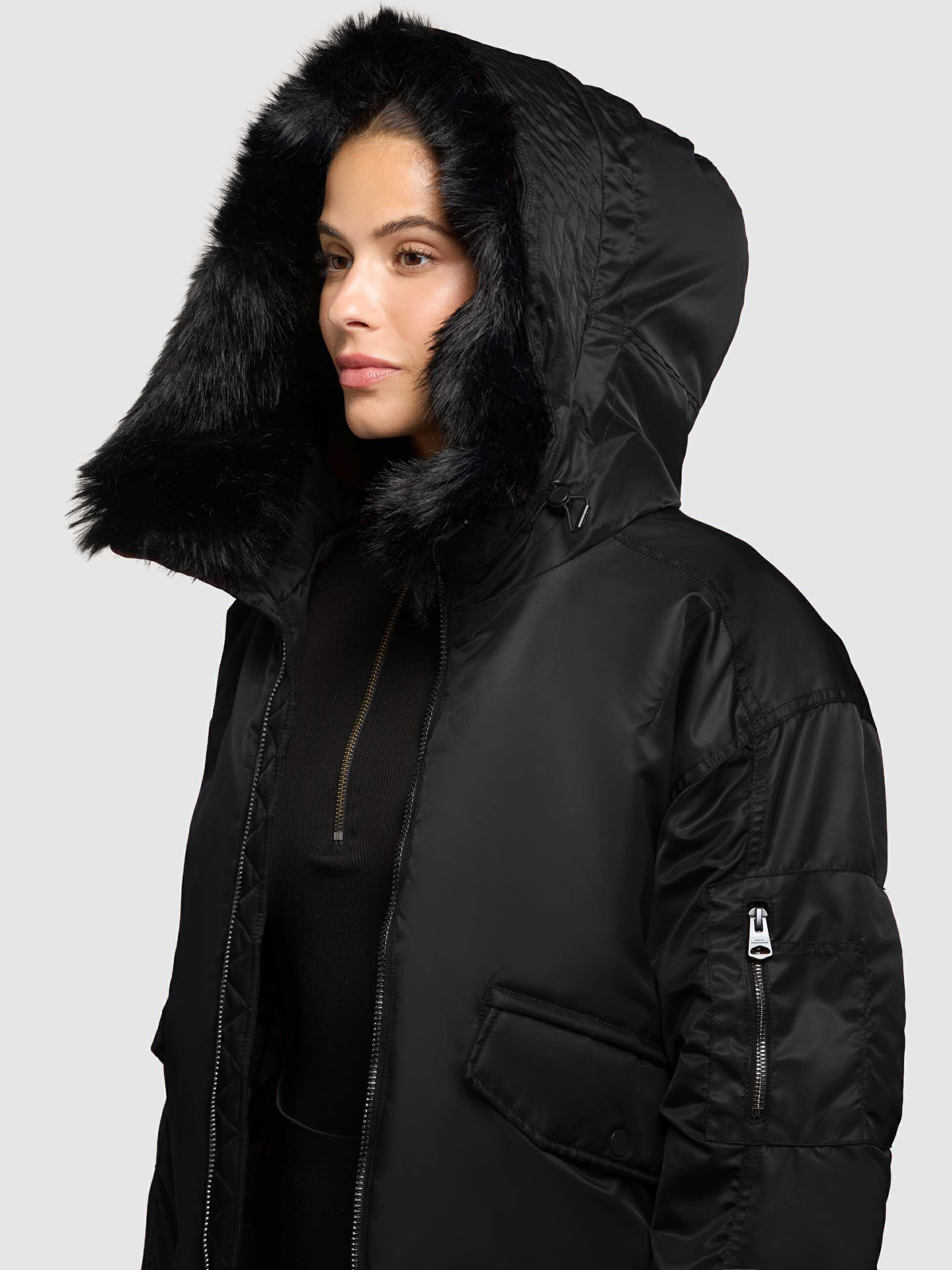 Warme Bomberjacke mit Kunstpelz-Besatz "Cela" Bomber Black