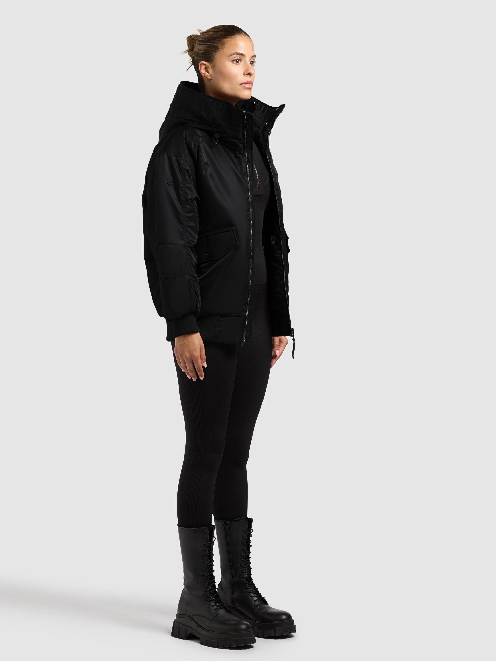 Warme Bomberjacke mit Kunstpelz-Besatz "Cela" Bomber Black