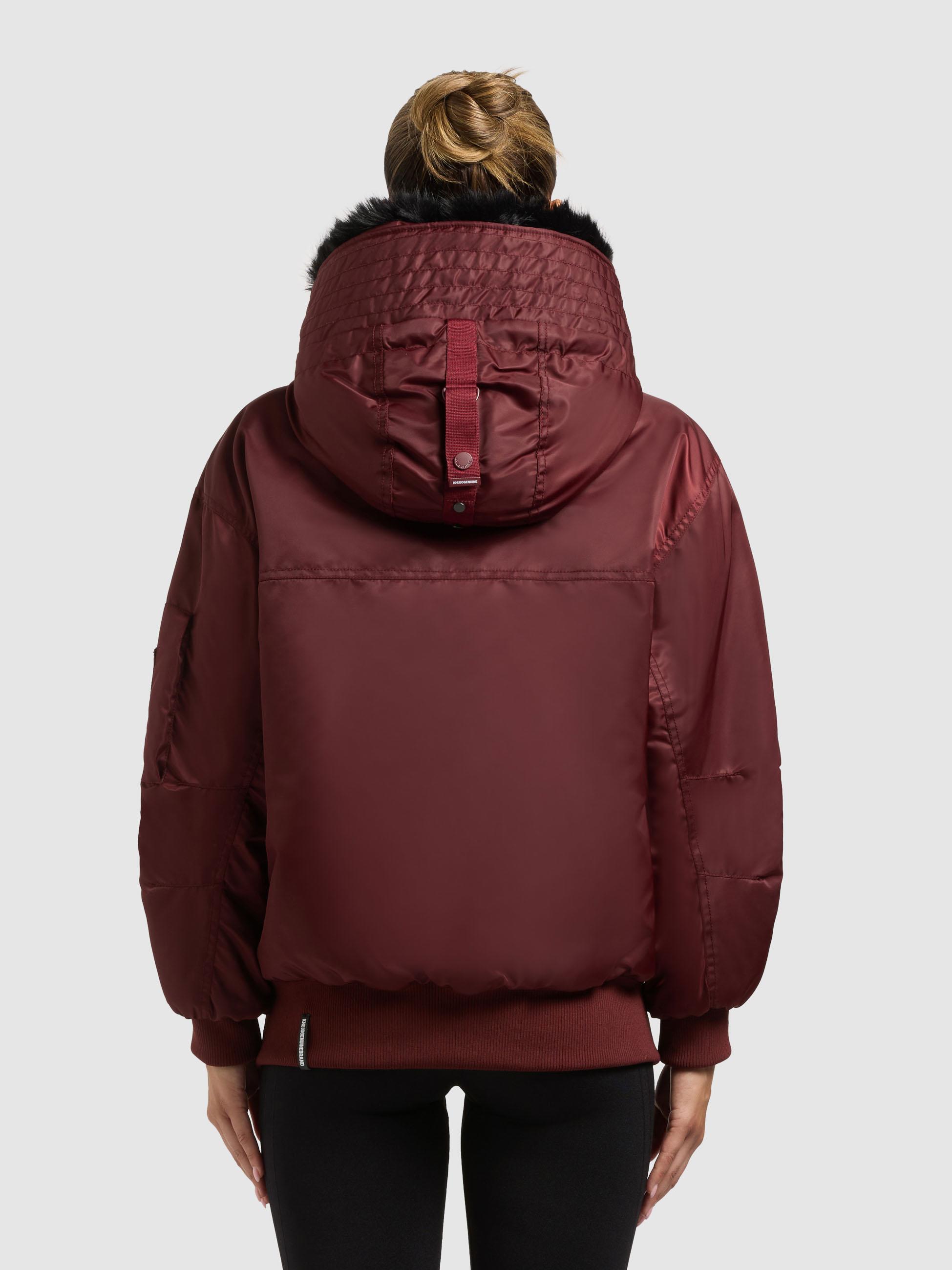 Warme Bomberjacke mit Kunstpelz-Besatz "Cela" Burgundy Red