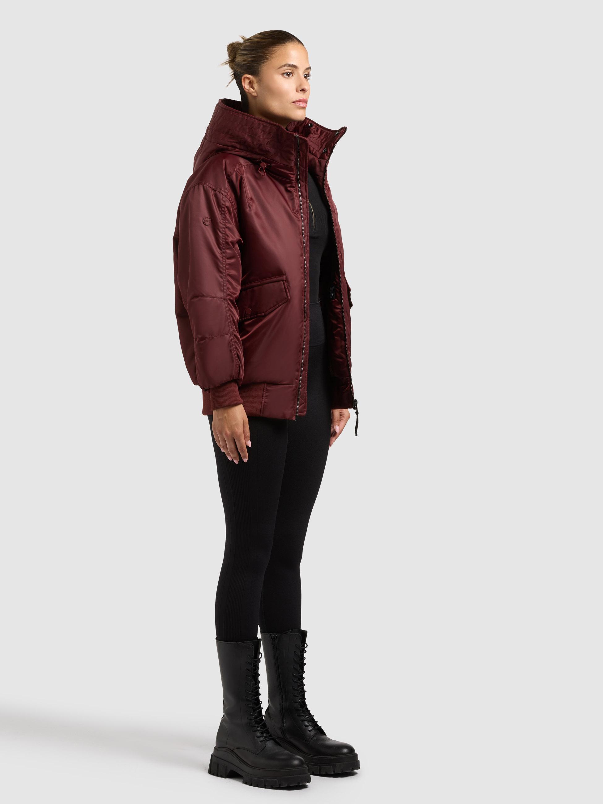 Warme Bomberjacke mit Kunstpelz-Besatz "Cela" Burgundy Red