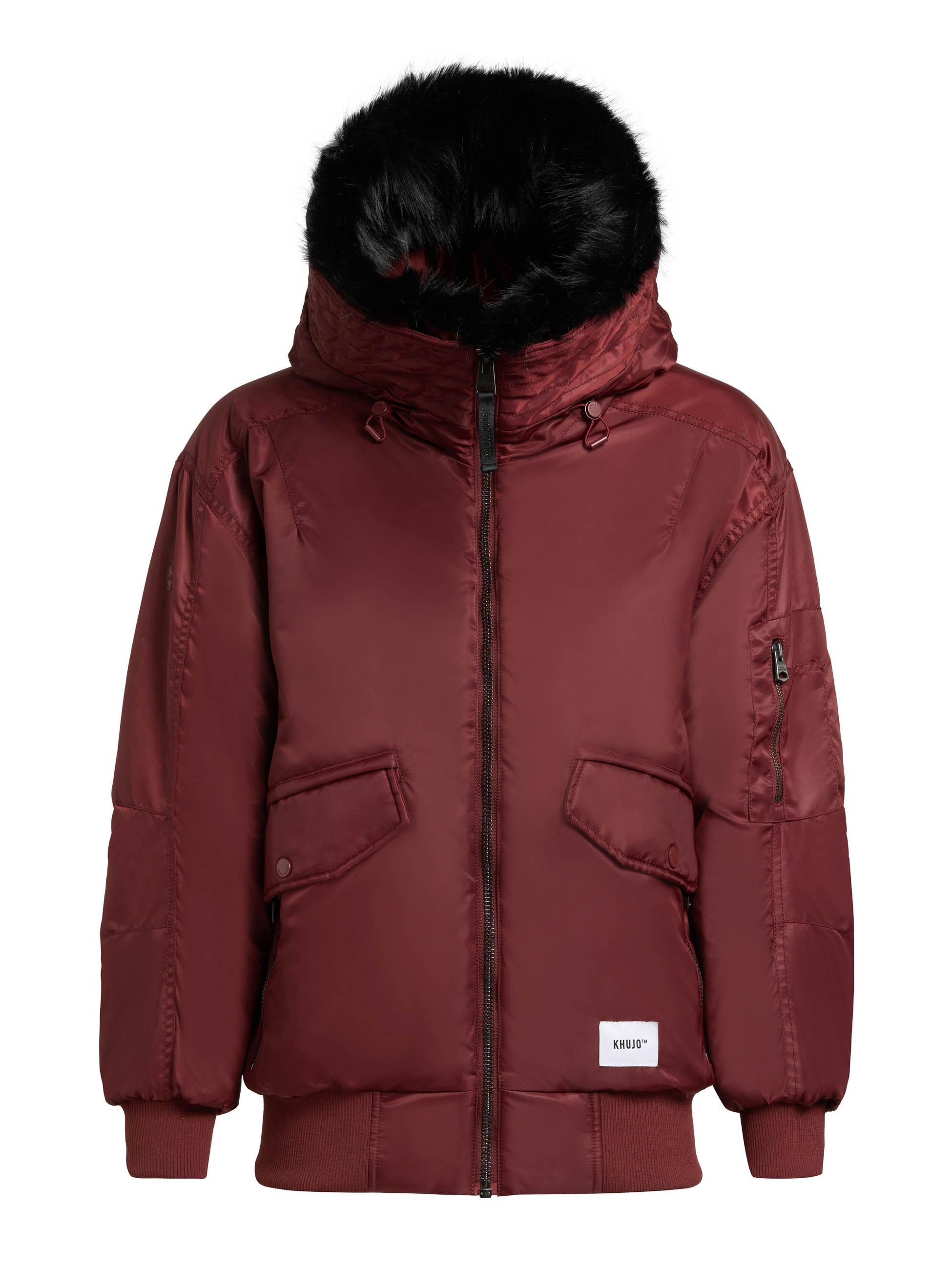 Warme Bomberjacke mit Kunstpelz-Besatz "Cela" Burgundy Red
