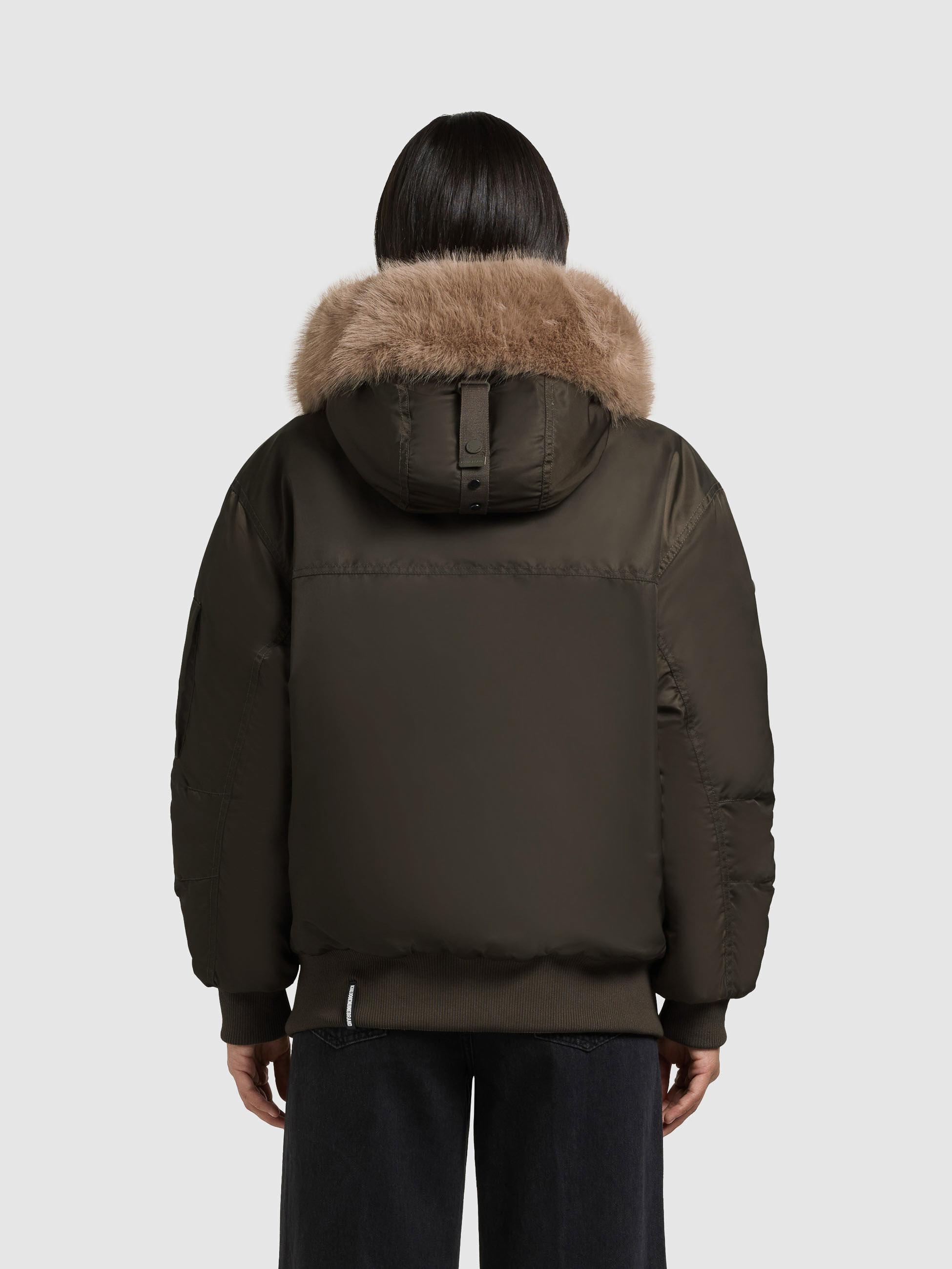 Warme Bomberjacke mit Kunstpelz-Besatz "Cela" Forest Green
