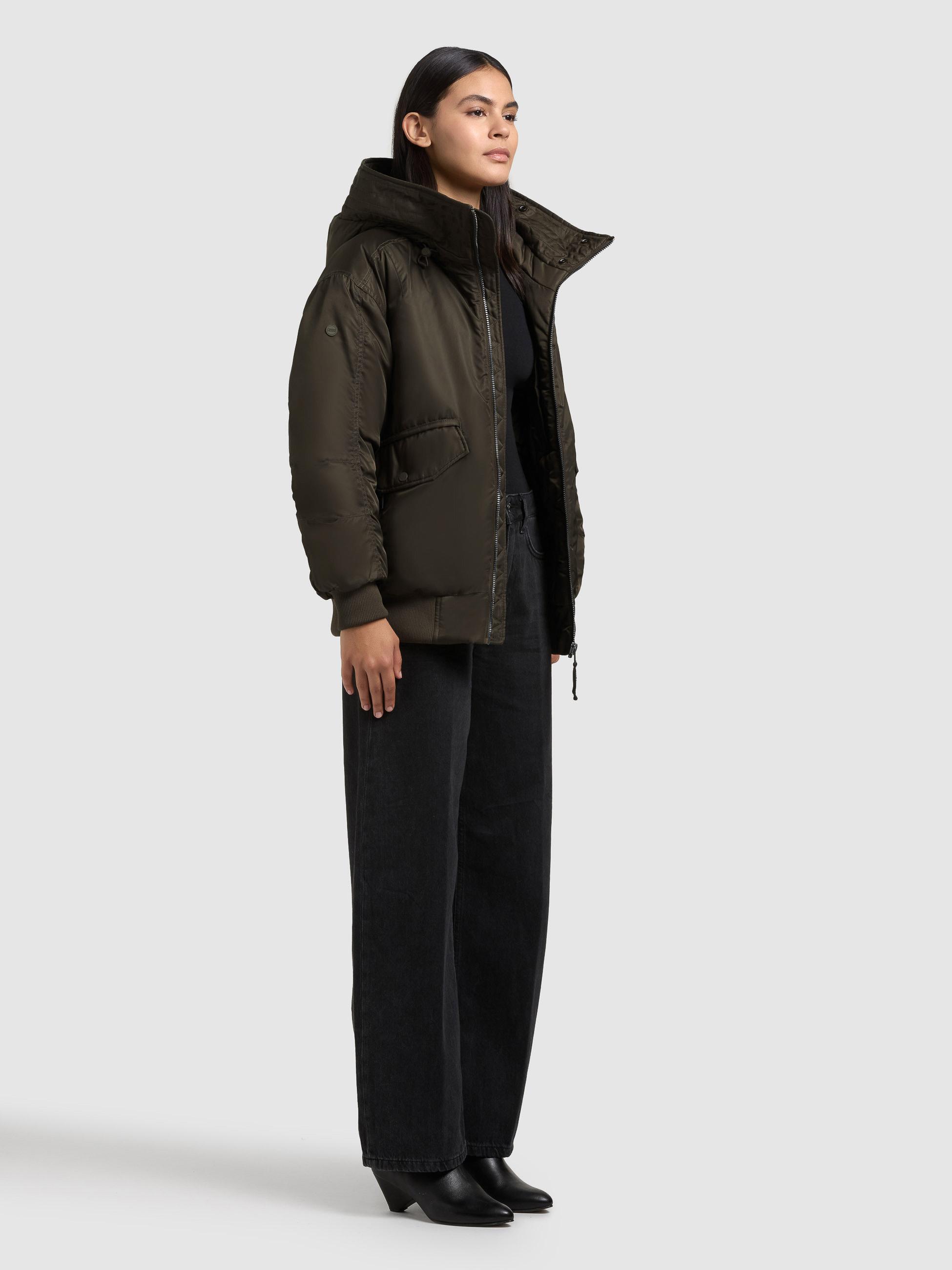 Warme Bomberjacke mit Kunstpelz-Besatz "Cela" Forest Green