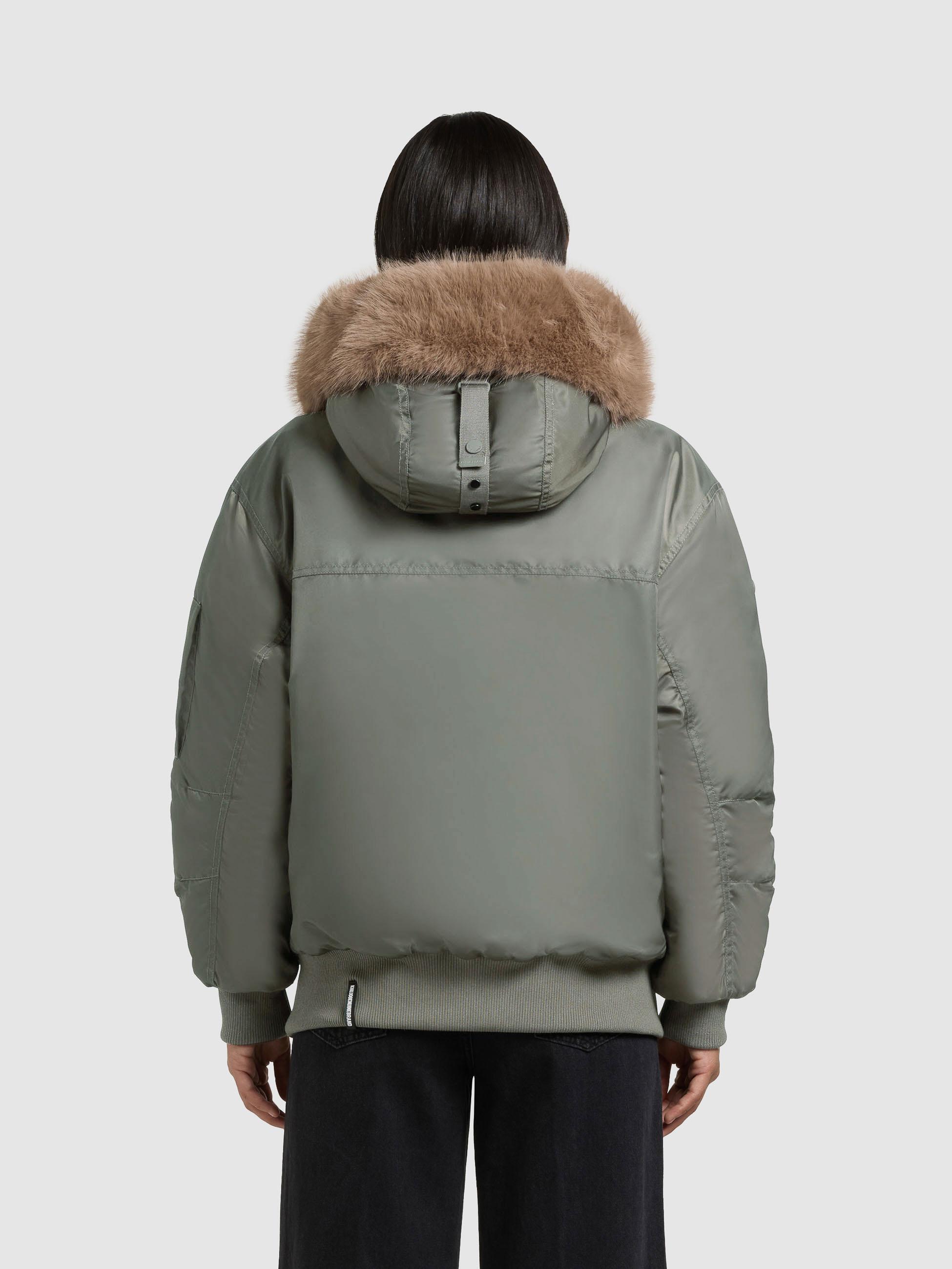 Warme Bomberjacke mit Kunstpelz-Besatz "Cela" Sage Green