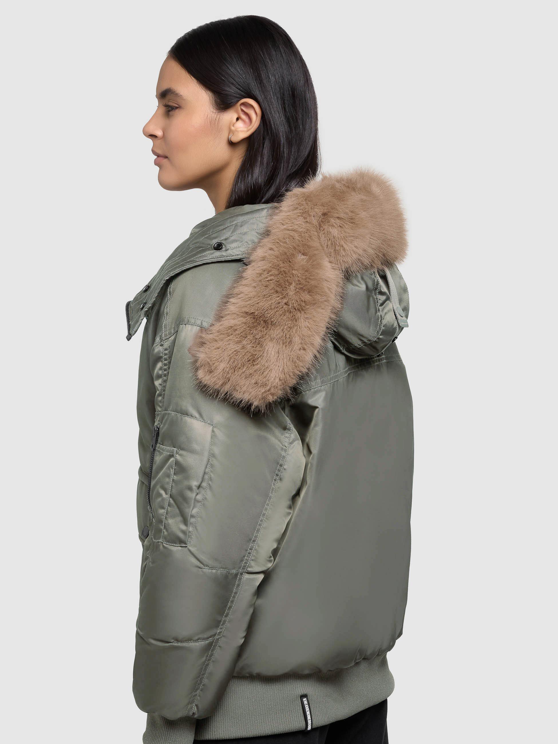 Warme Bomberjacke mit Kunstpelz-Besatz "Cela" Sage Green