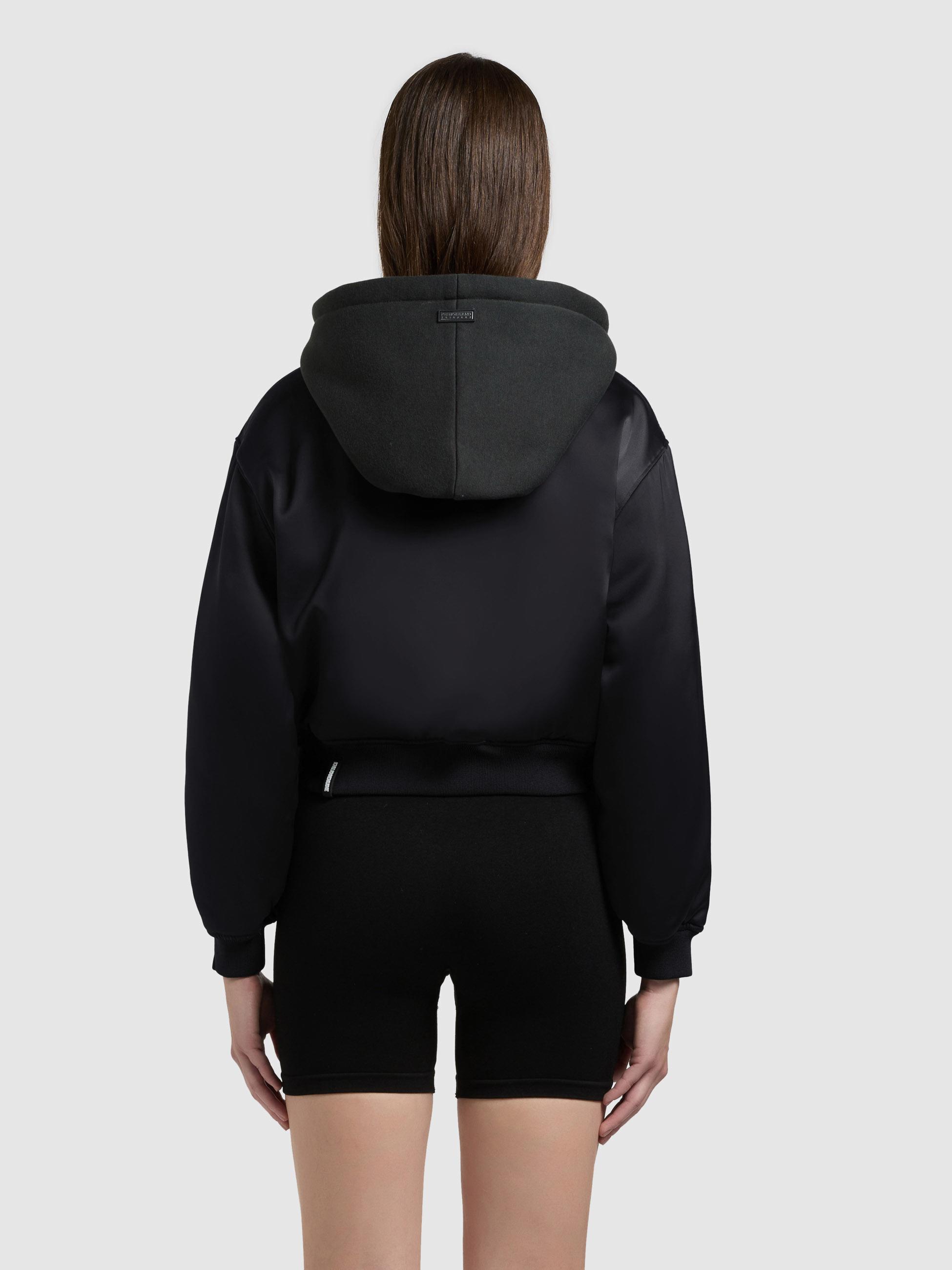 Matt schimmernde Collegejacke mit Kapuze "Chani" Black