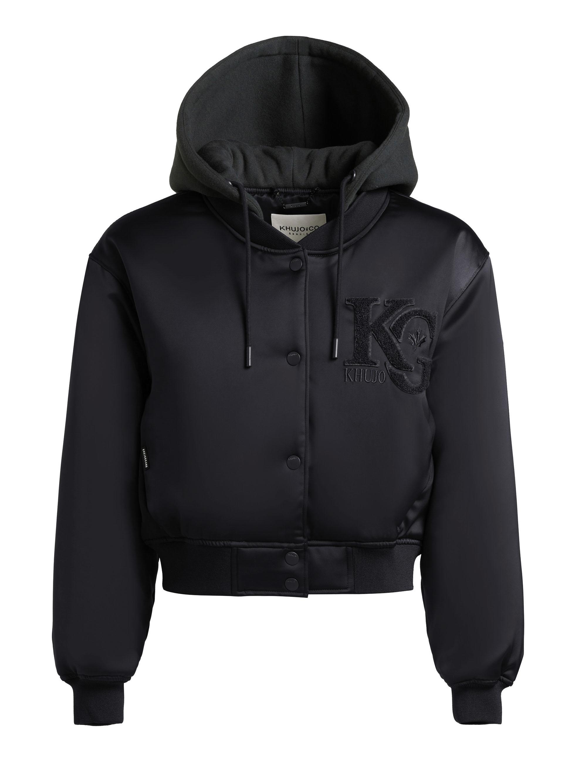 Matt schimmernde Collegejacke mit Kapuze "Chani" Black