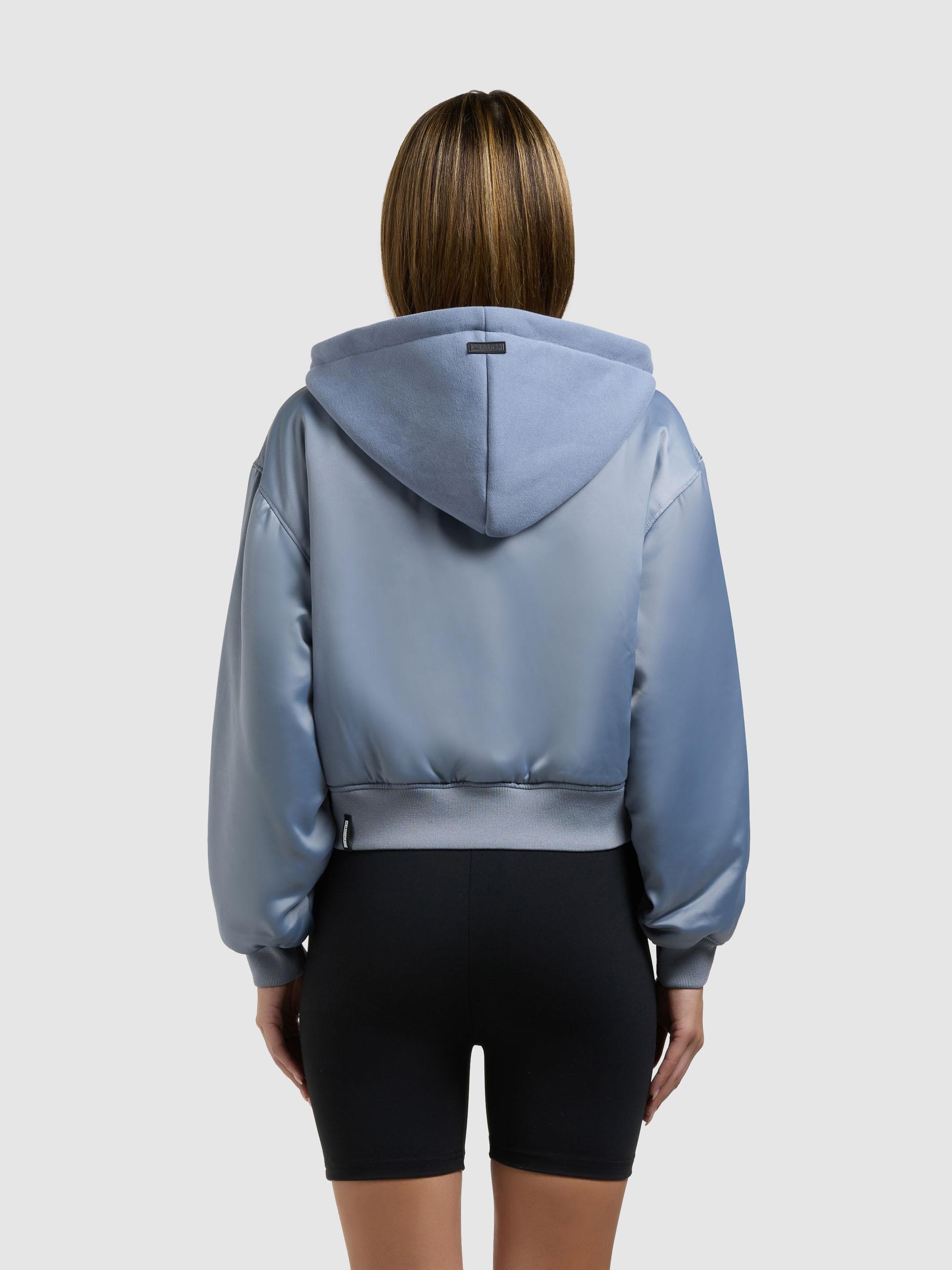 Matt schimmernde Collegejacke mit Kapuze "Chani" Misty Blue