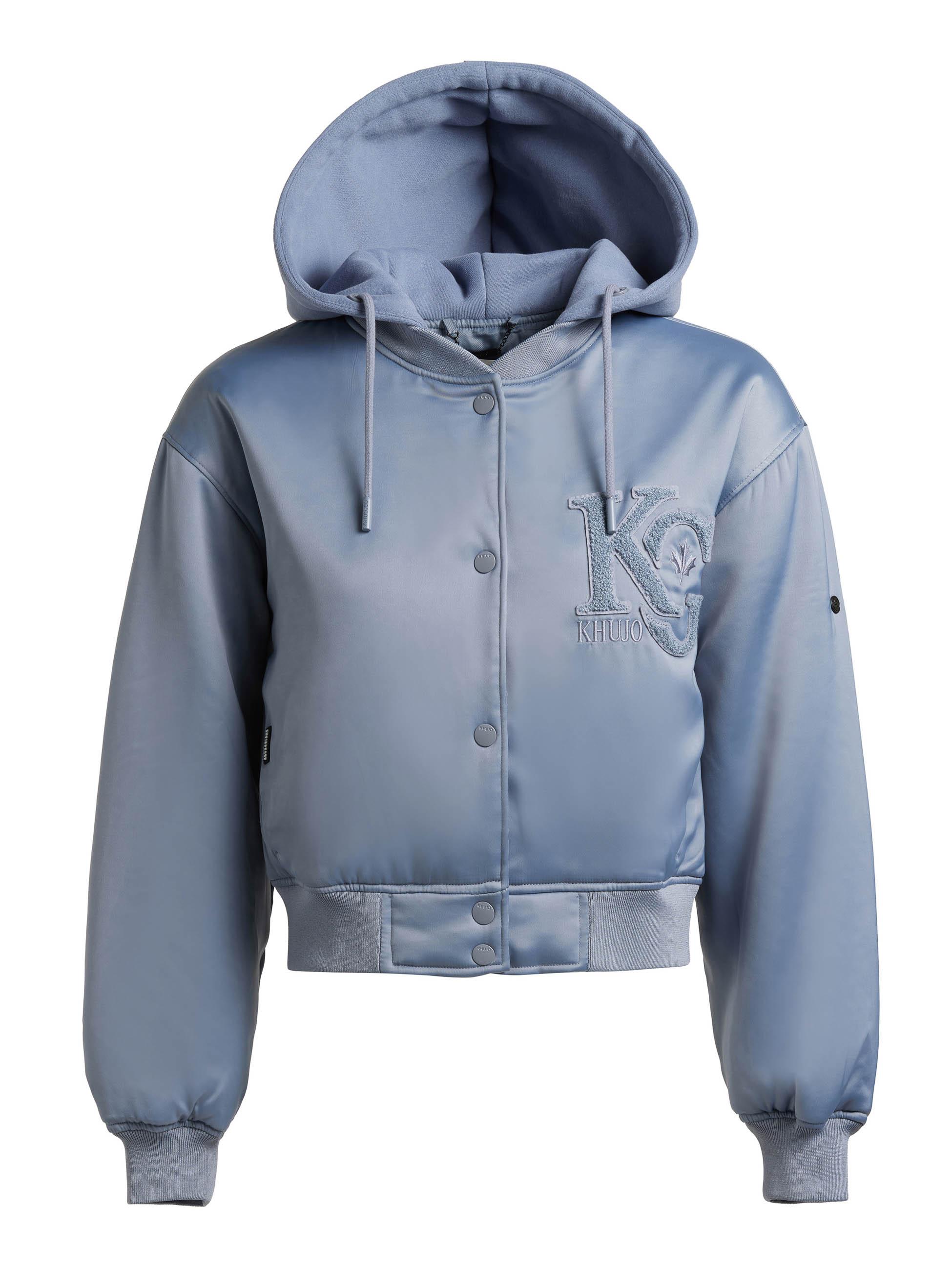 Matt schimmernde Collegejacke mit Kapuze "Chani" Misty Blue
