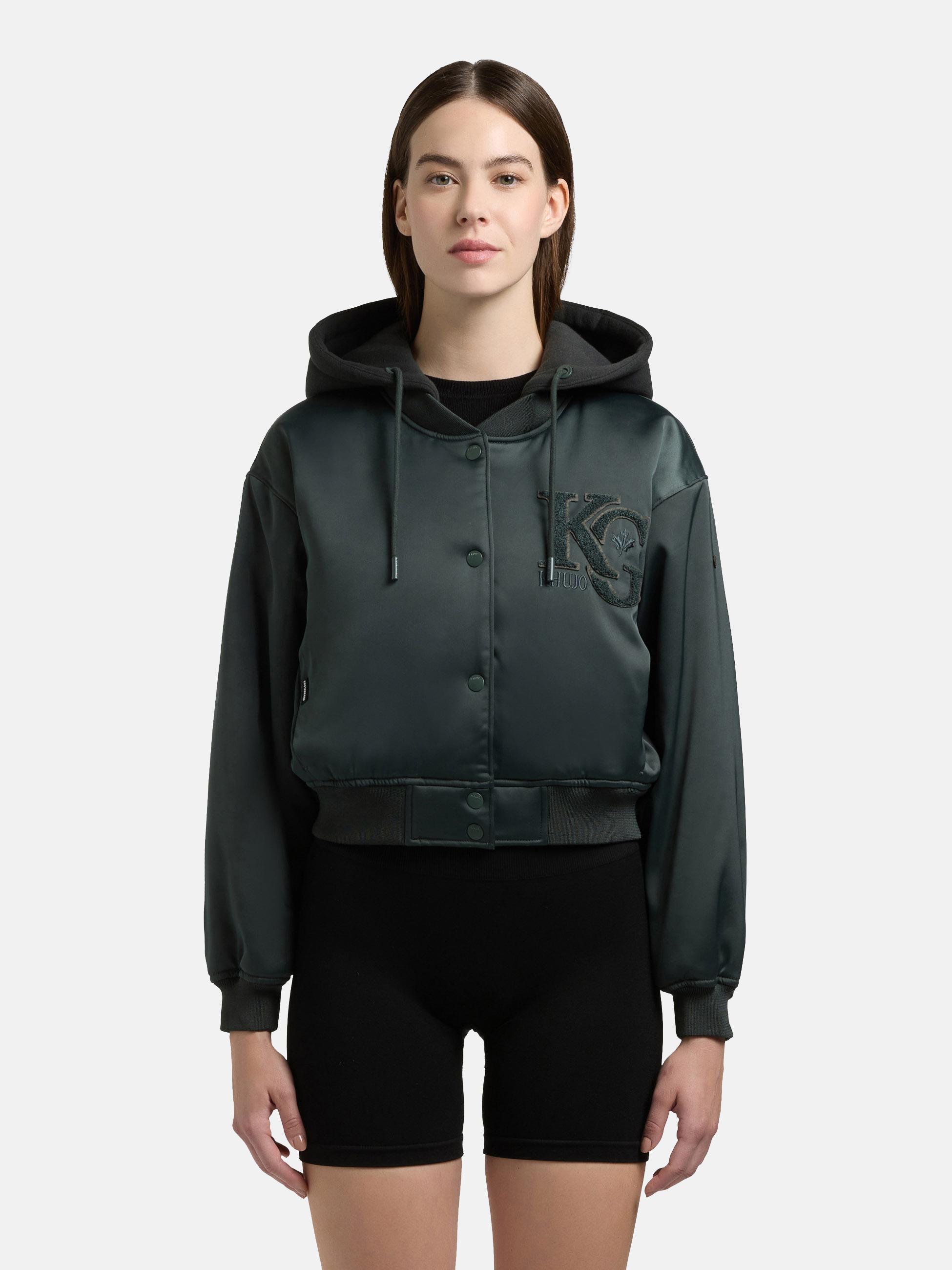 Matt schimmernde Collegejacke mit Kapuze "Chani" Treetop Green