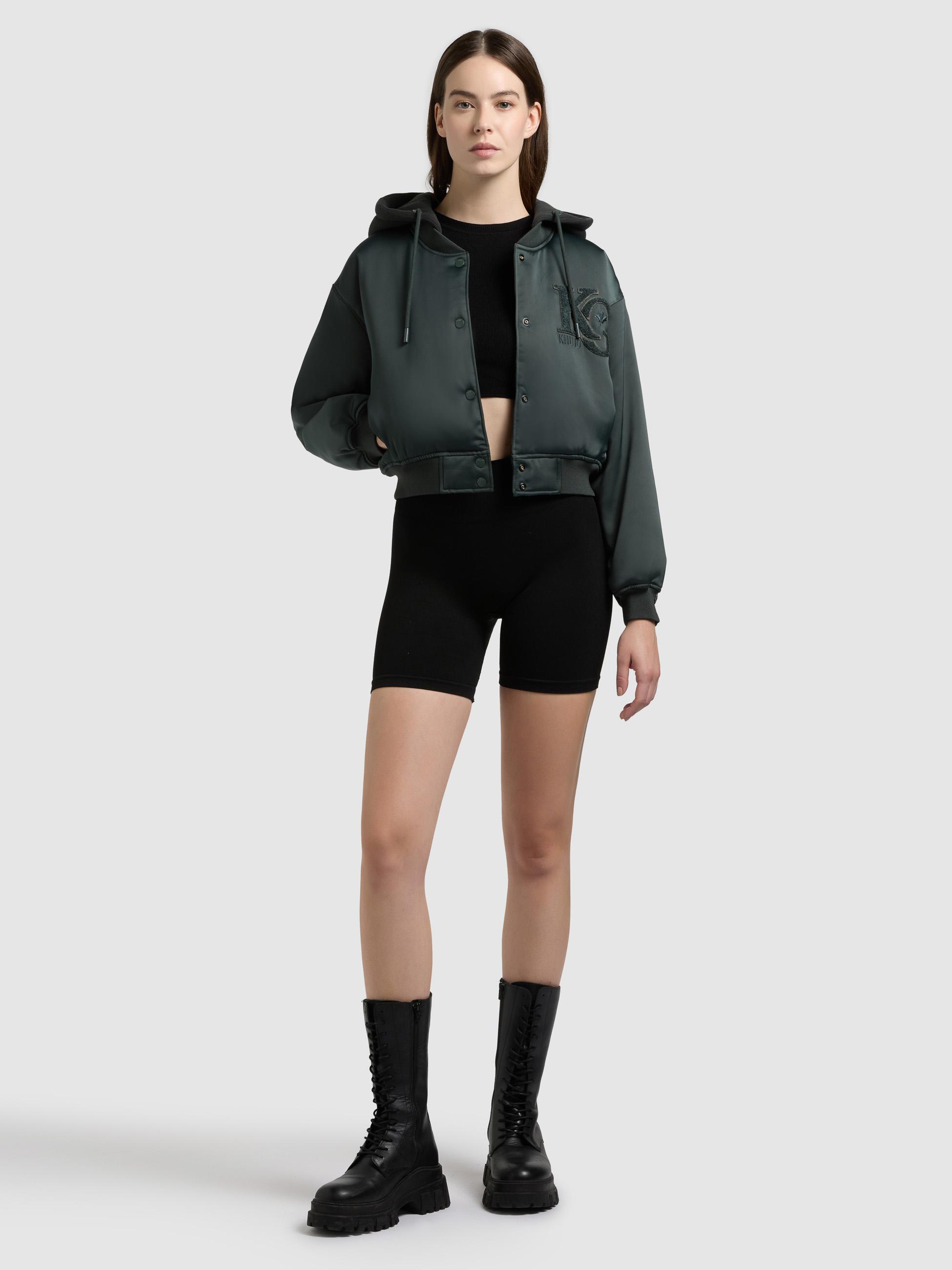 Matt schimmernde Collegejacke mit Kapuze "Chani" Treetop Green