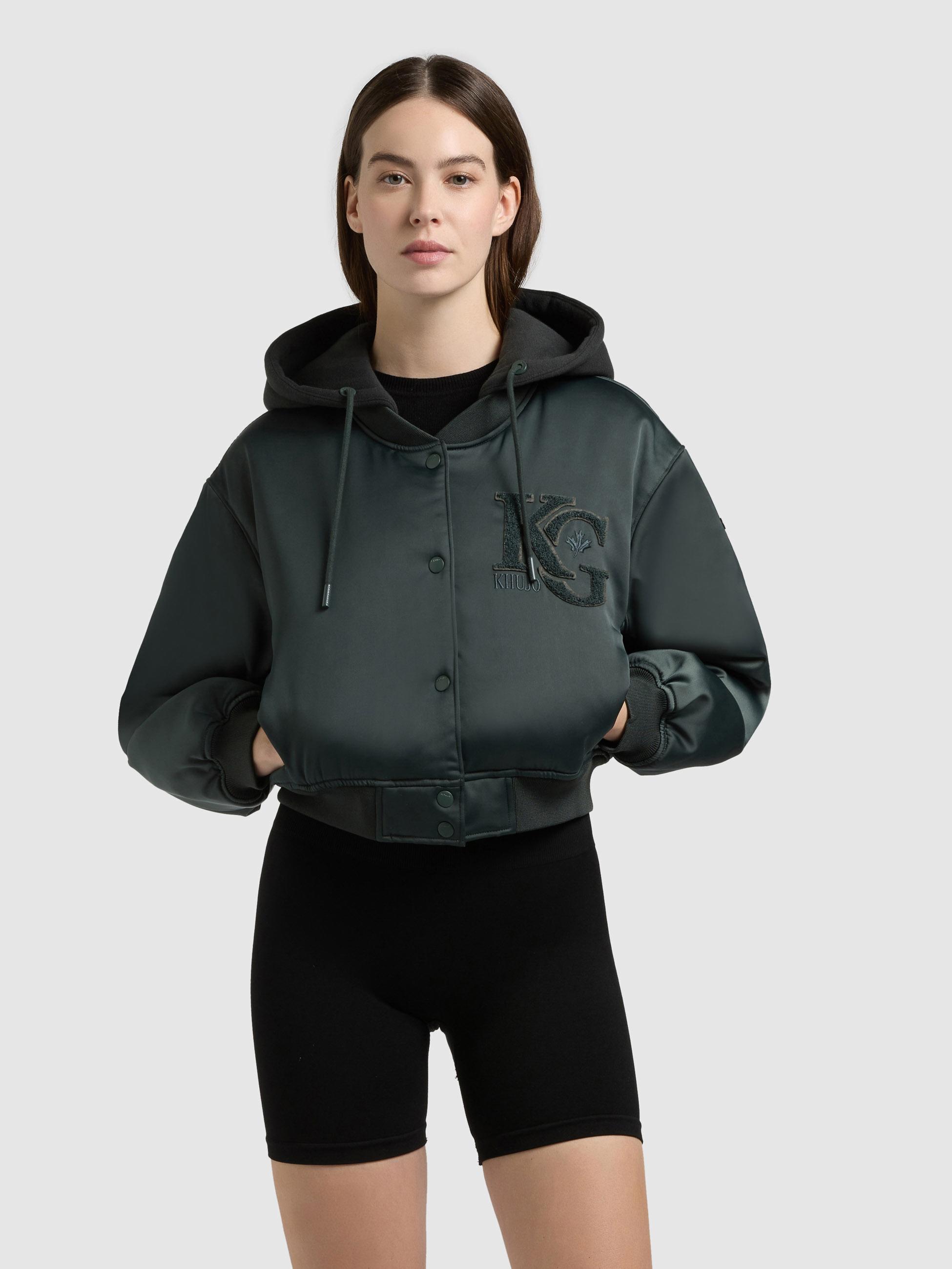 Matt schimmernde Collegejacke mit Kapuze "Chani" Treetop Green