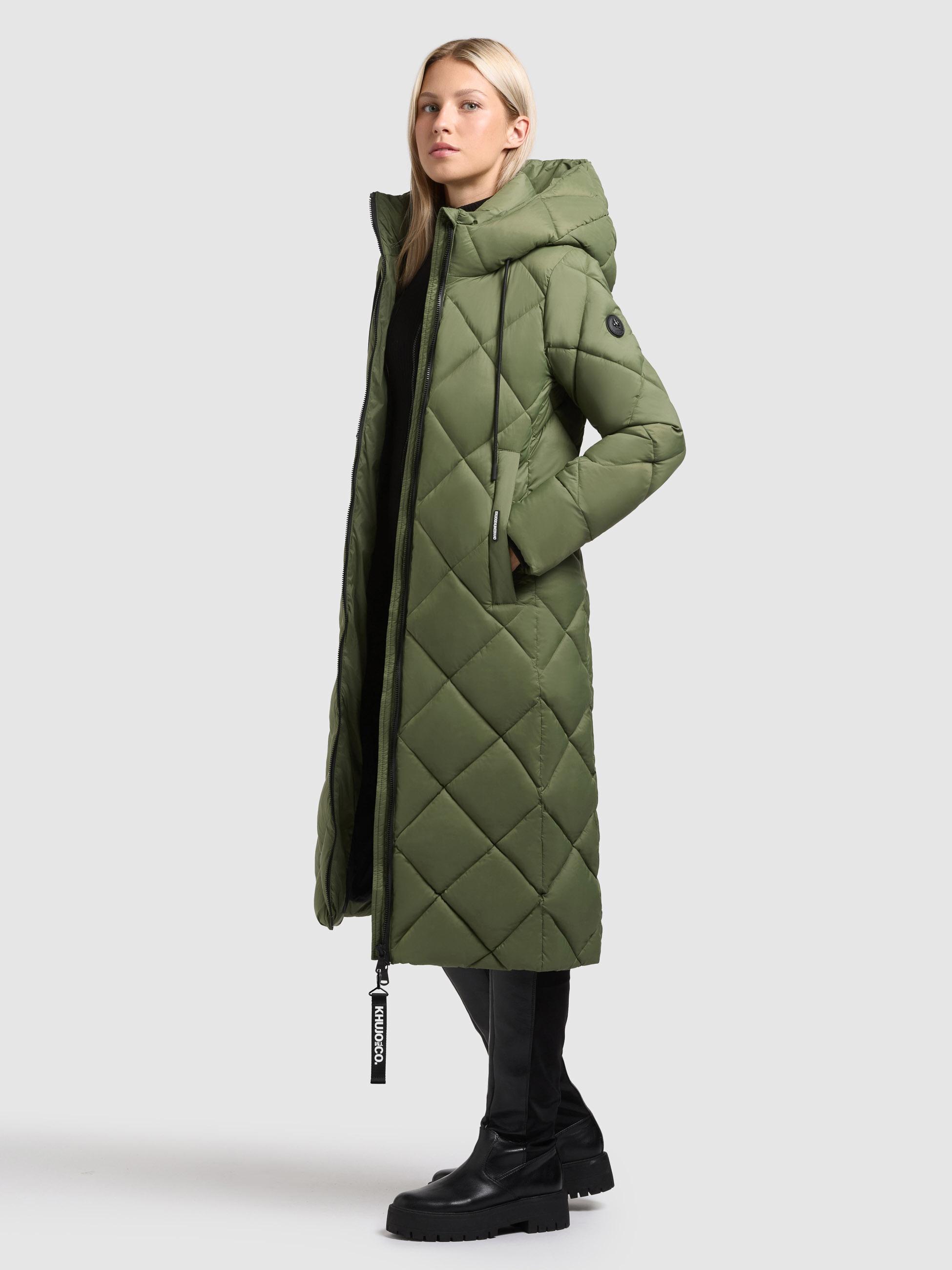 Warmer Steppmantel mit Schlüsselanhänger "Cilia" Fern Green