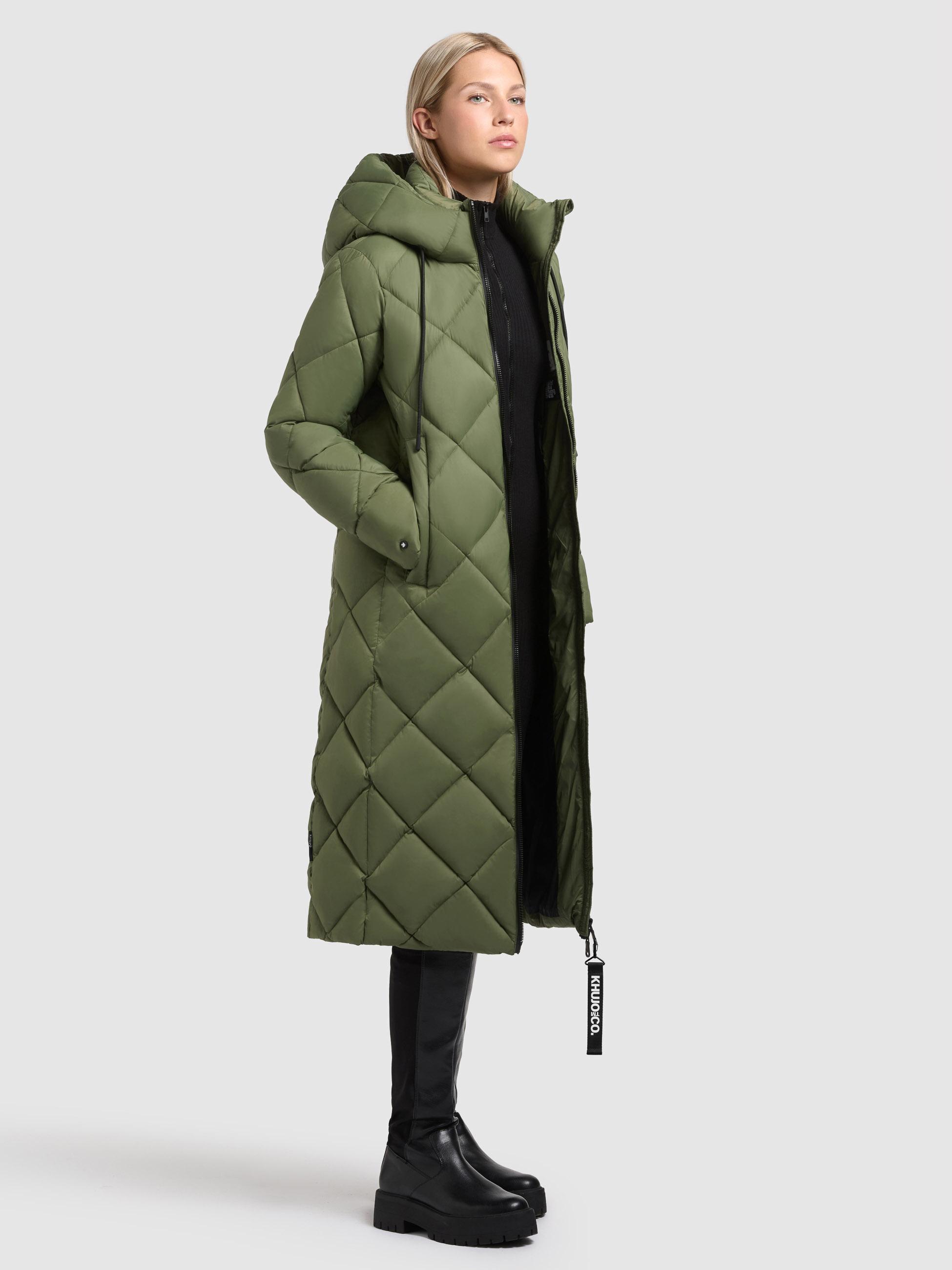 Warmer Steppmantel mit Schlüsselanhänger "Cilia" Fern Green