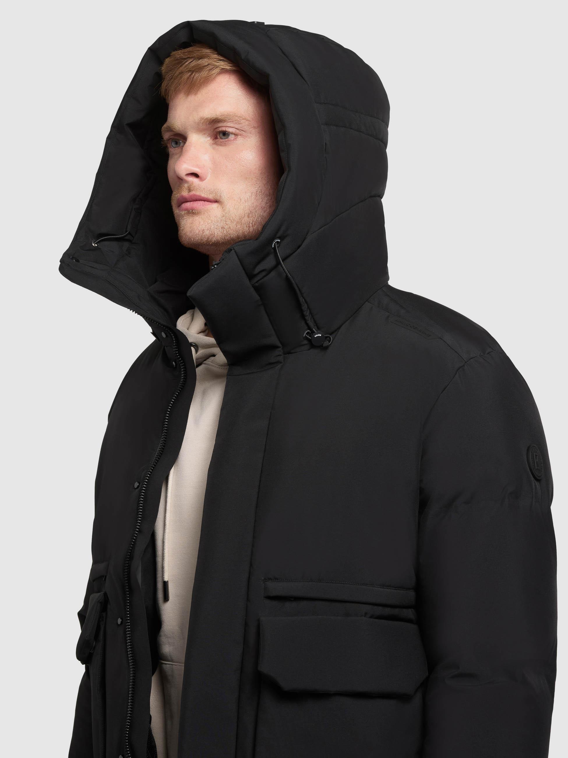 Winterjacke mit Kapuze und gesteppten Ärmeln "Dave" Black