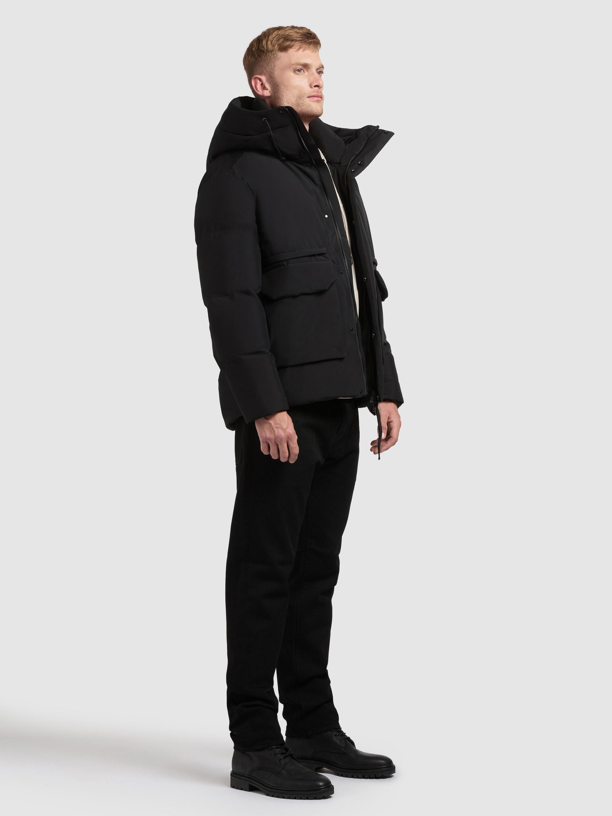 Winterjacke mit Kapuze und gesteppten Ärmeln "Dave" Black