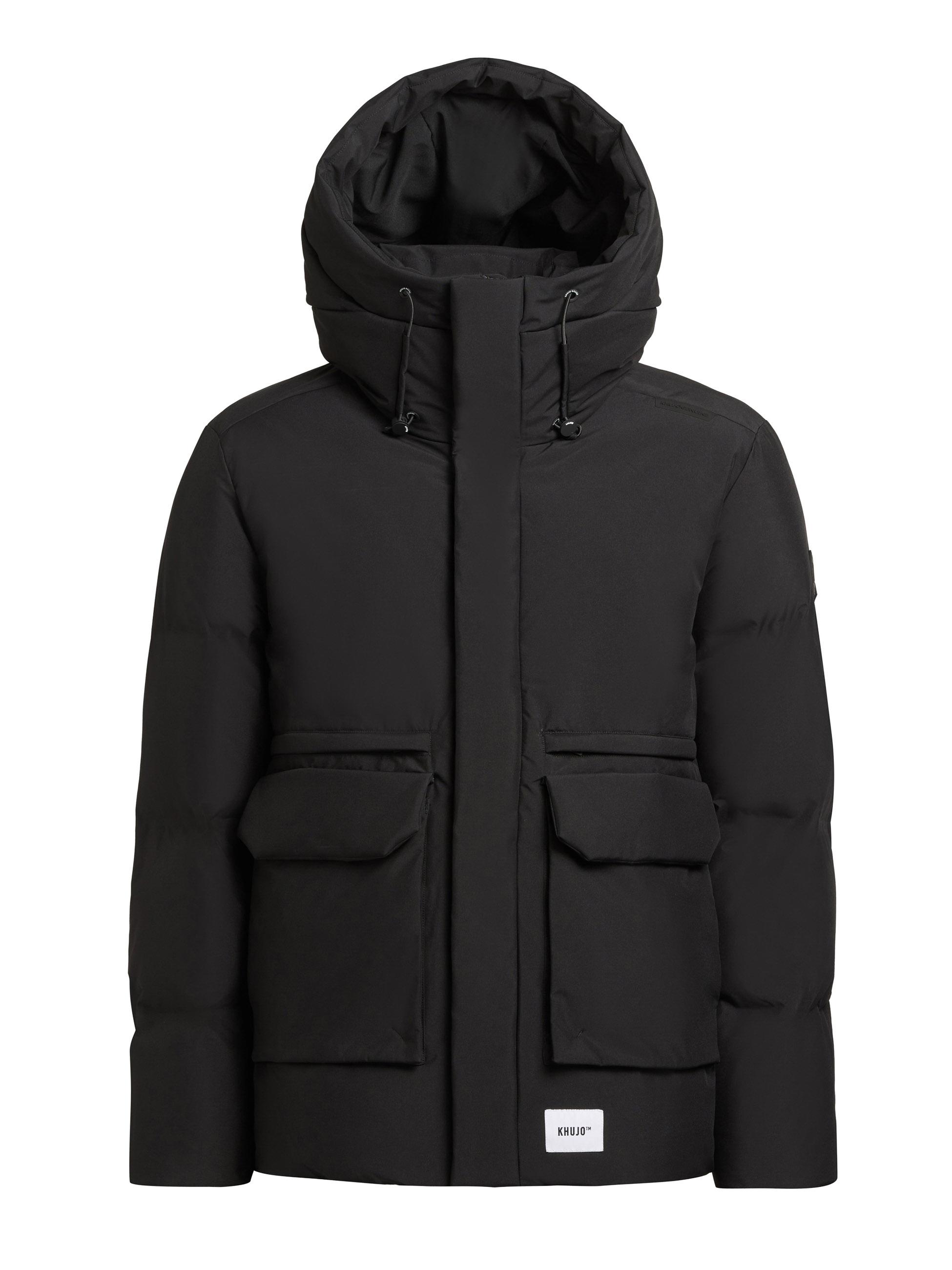 Winterjacke mit Kapuze und gesteppten Ärmeln "Dave" Black