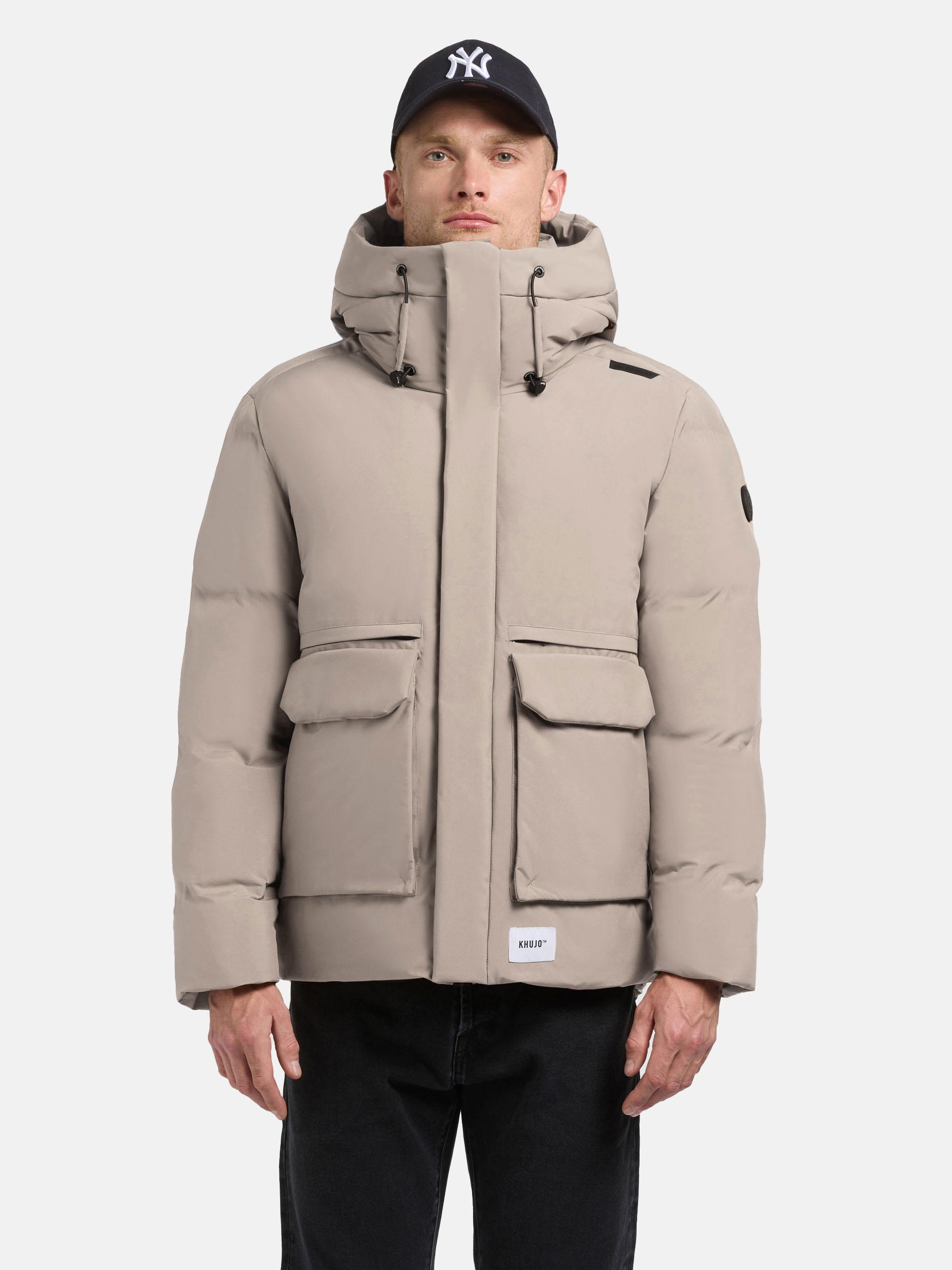 Winterjacke mit Kapuze und gesteppten Ärmeln "Dave" Greige