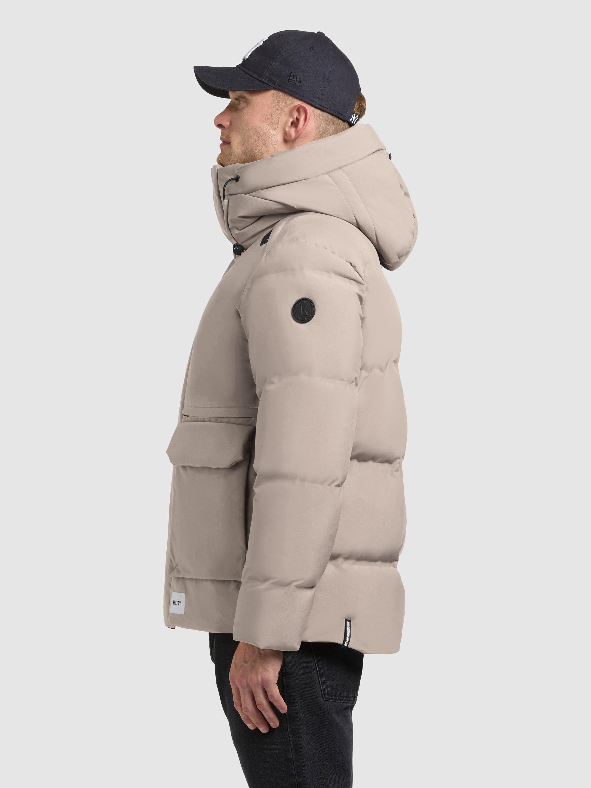 Winterjacke mit Kapuze und gesteppten Ärmeln "Dave" Greige