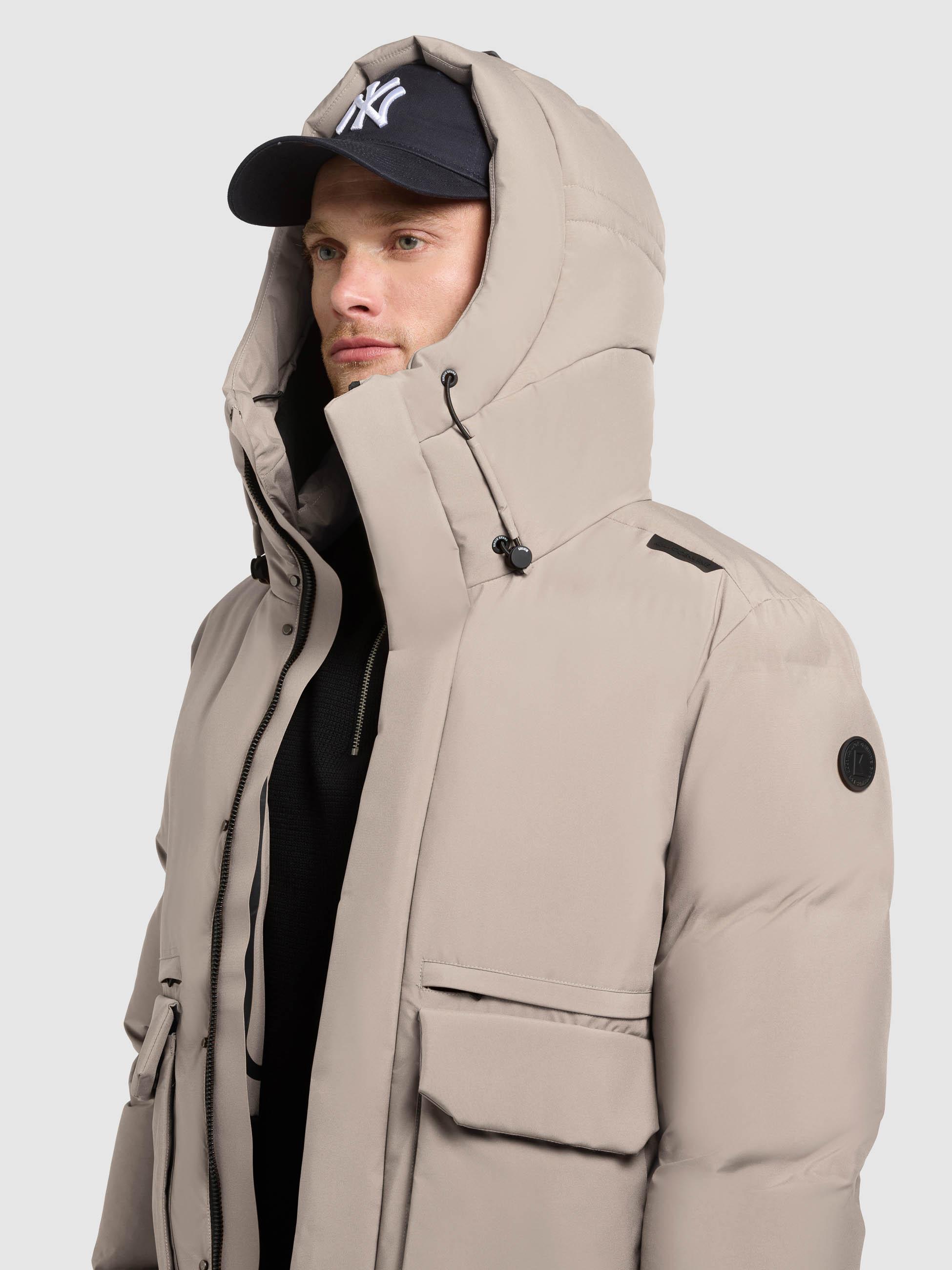 Winterjacke mit Kapuze und gesteppten Ärmeln "Dave" Greige
