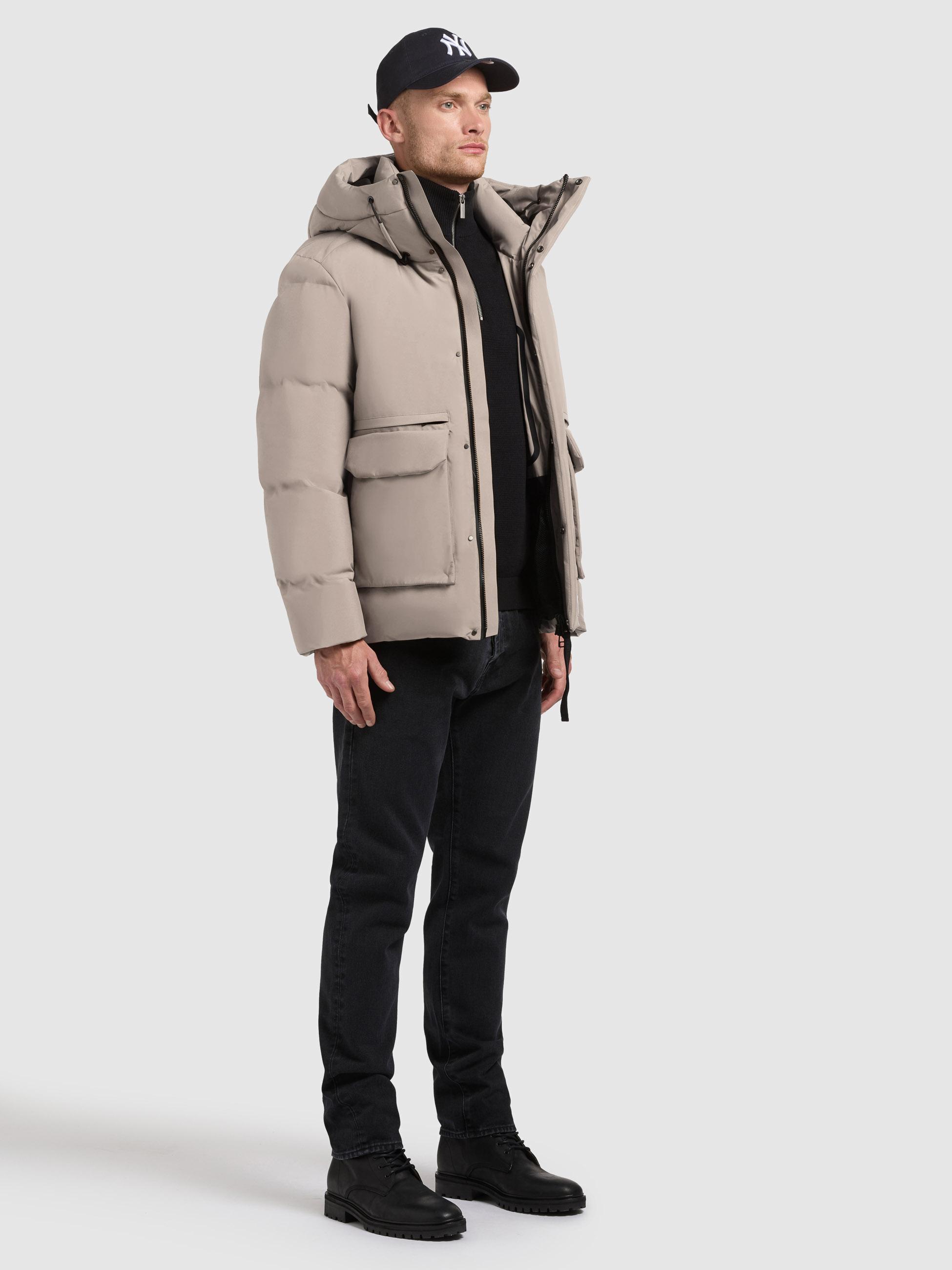 Winterjacke mit Kapuze und gesteppten Ärmeln "Dave" Greige