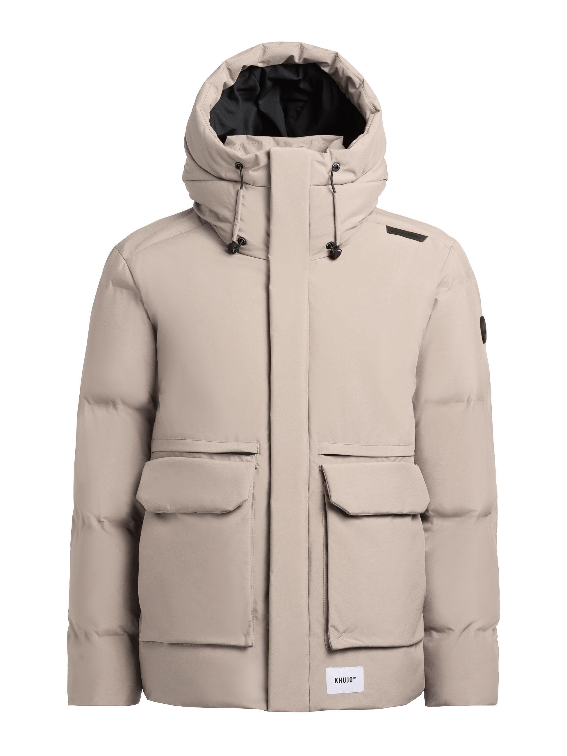 Winterjacke mit Kapuze und gesteppten Ärmeln "Dave" Greige
