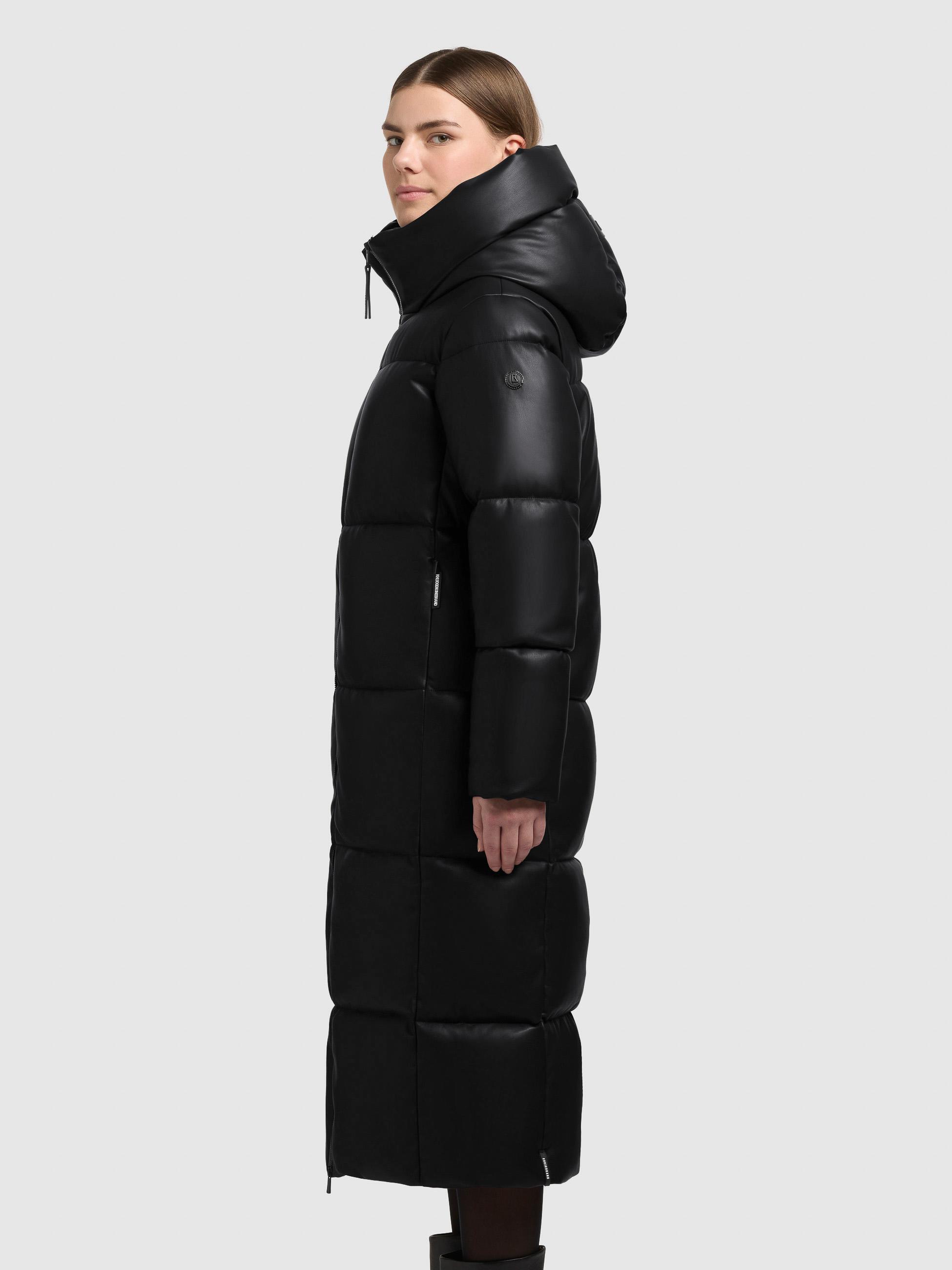 Langer Winter Steppmantel in Lederoptik "Destiny" Black