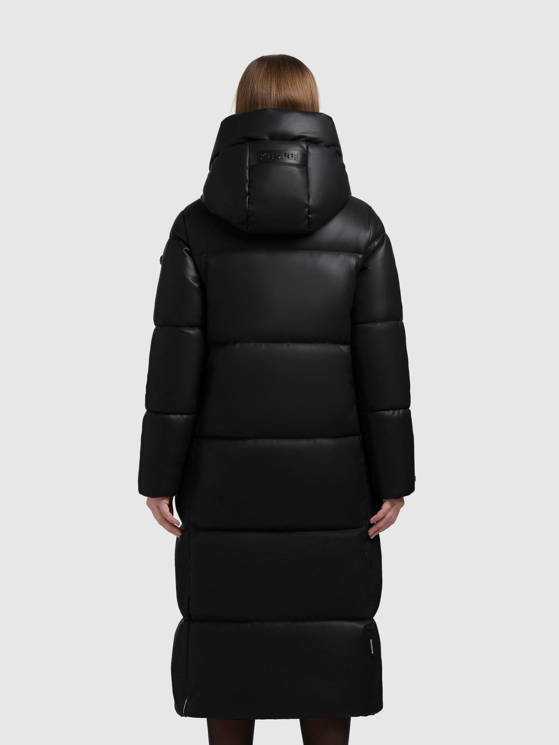 Langer Winter Steppmantel in Lederoptik "Destiny" Black