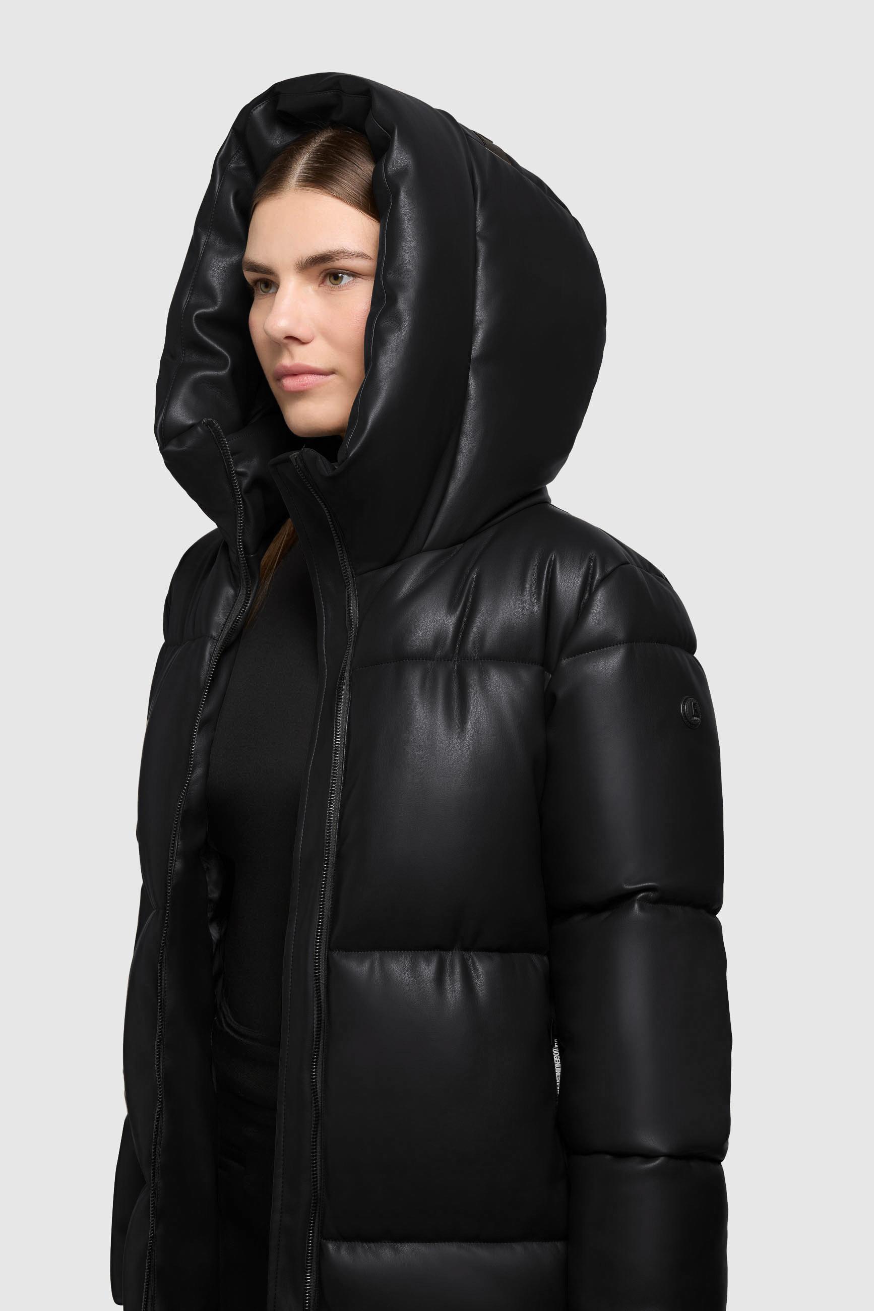 Langer Winter Steppmantel in Lederoptik "Destiny" Black