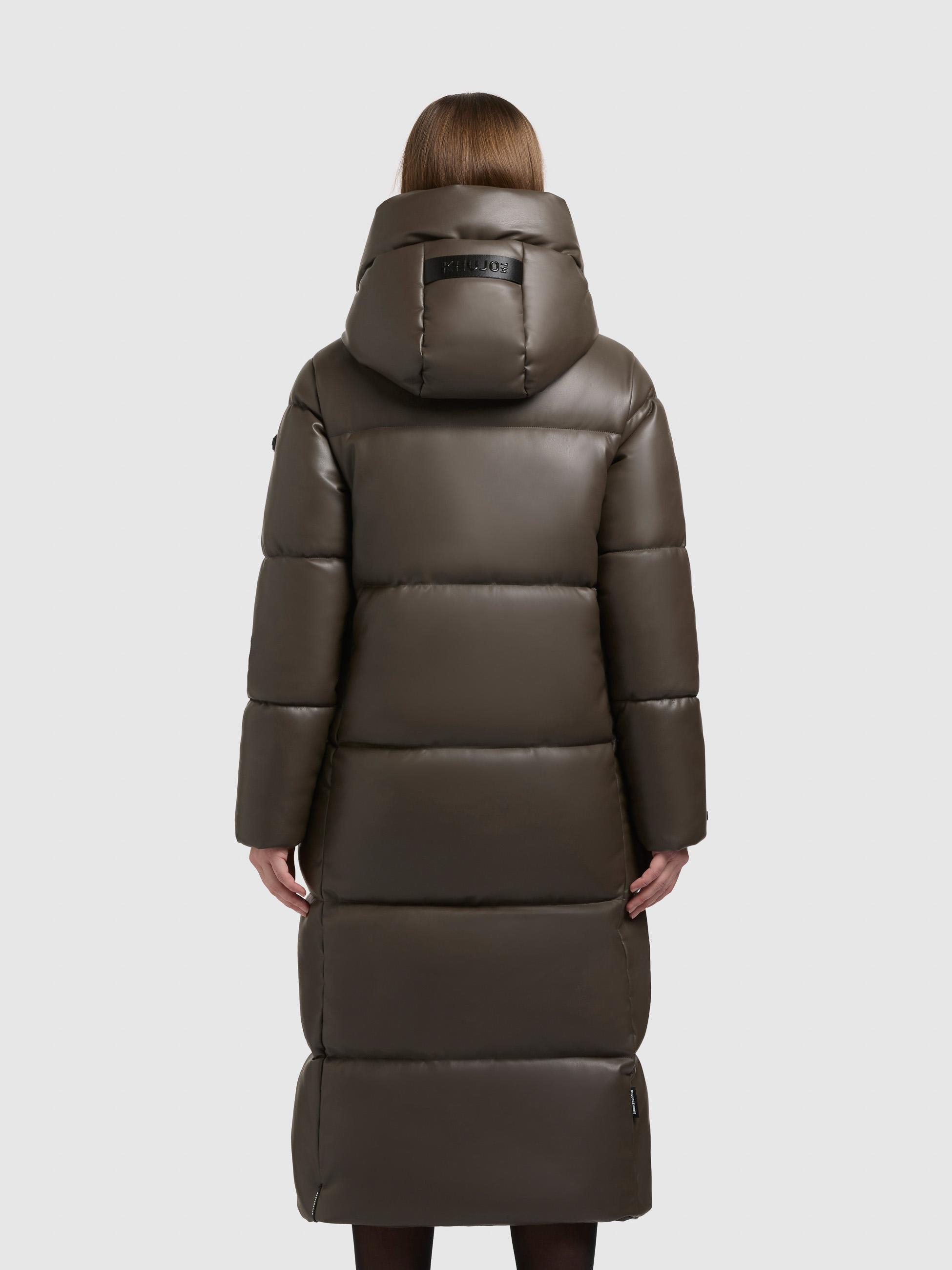 Langer Winter Steppmantel in Lederoptik "Destiny" Brown