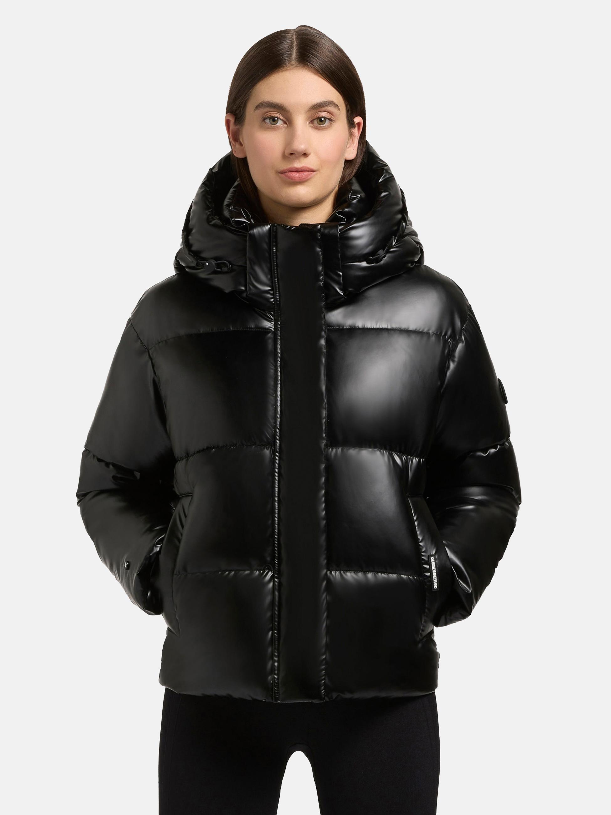 Glänzende kurze Winter Steppjacke "Devina Shiny-YM" Black