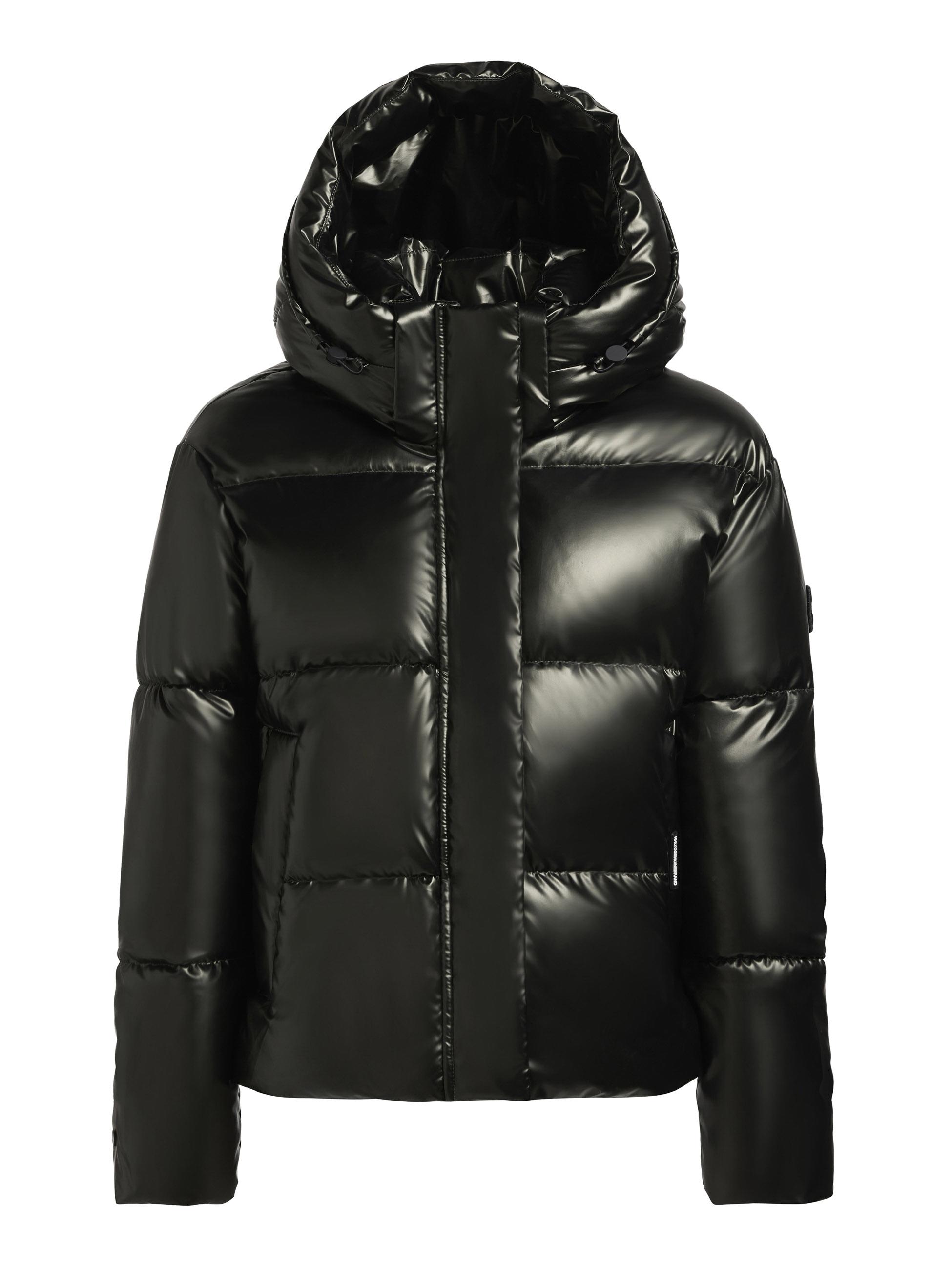 Glänzende kurze Winter Steppjacke "Devina Shiny-YM" Dark Green