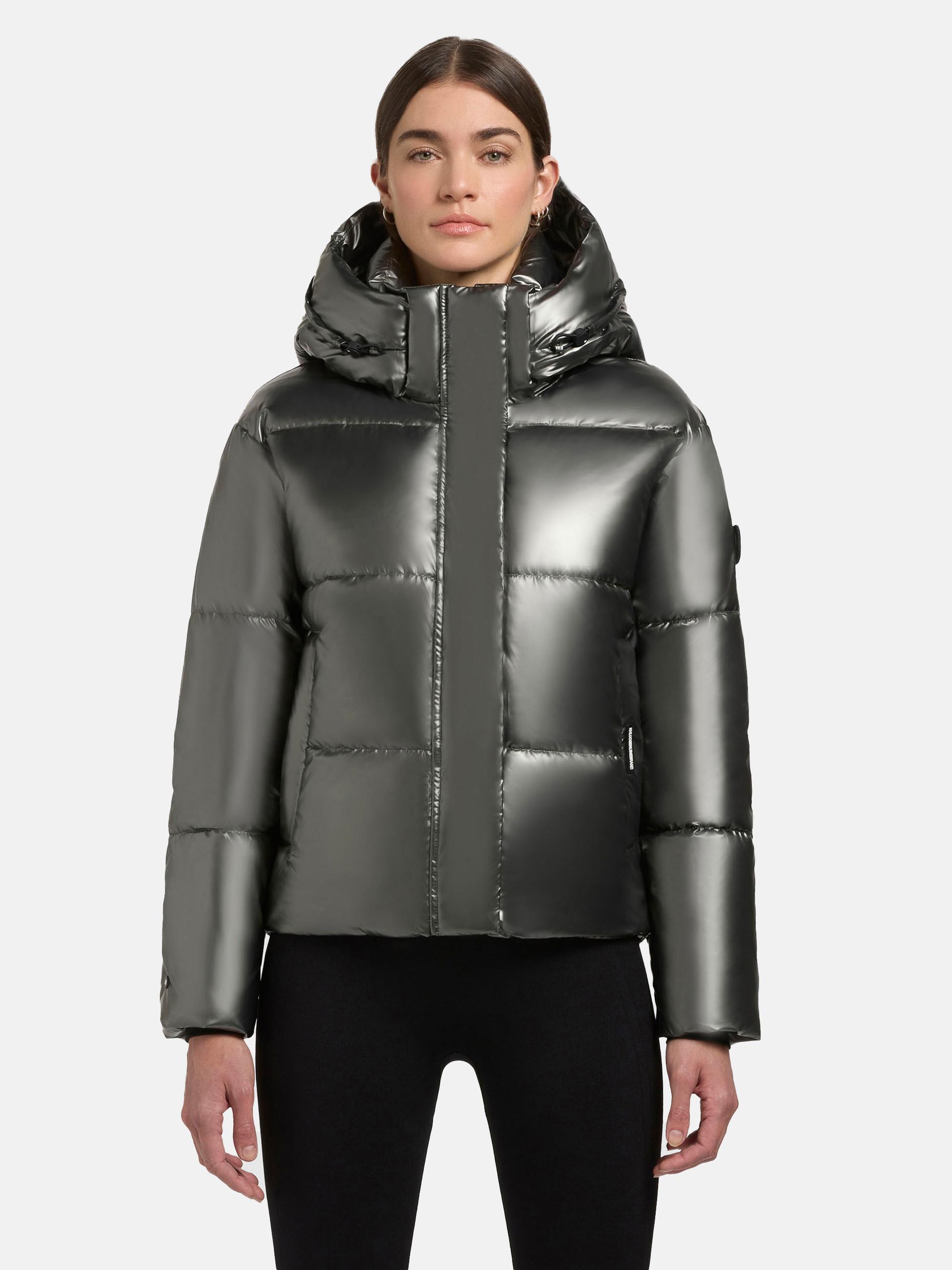 Glänzende kurze Winter Steppjacke "Devina Shiny-YM" Medium Grey