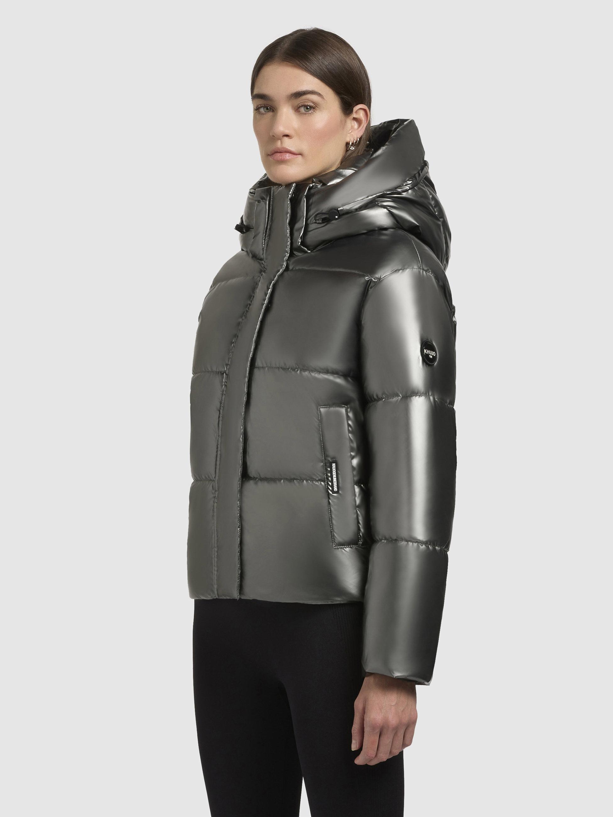 Glänzende kurze Winter Steppjacke "Devina Shiny-YM" Medium Grey