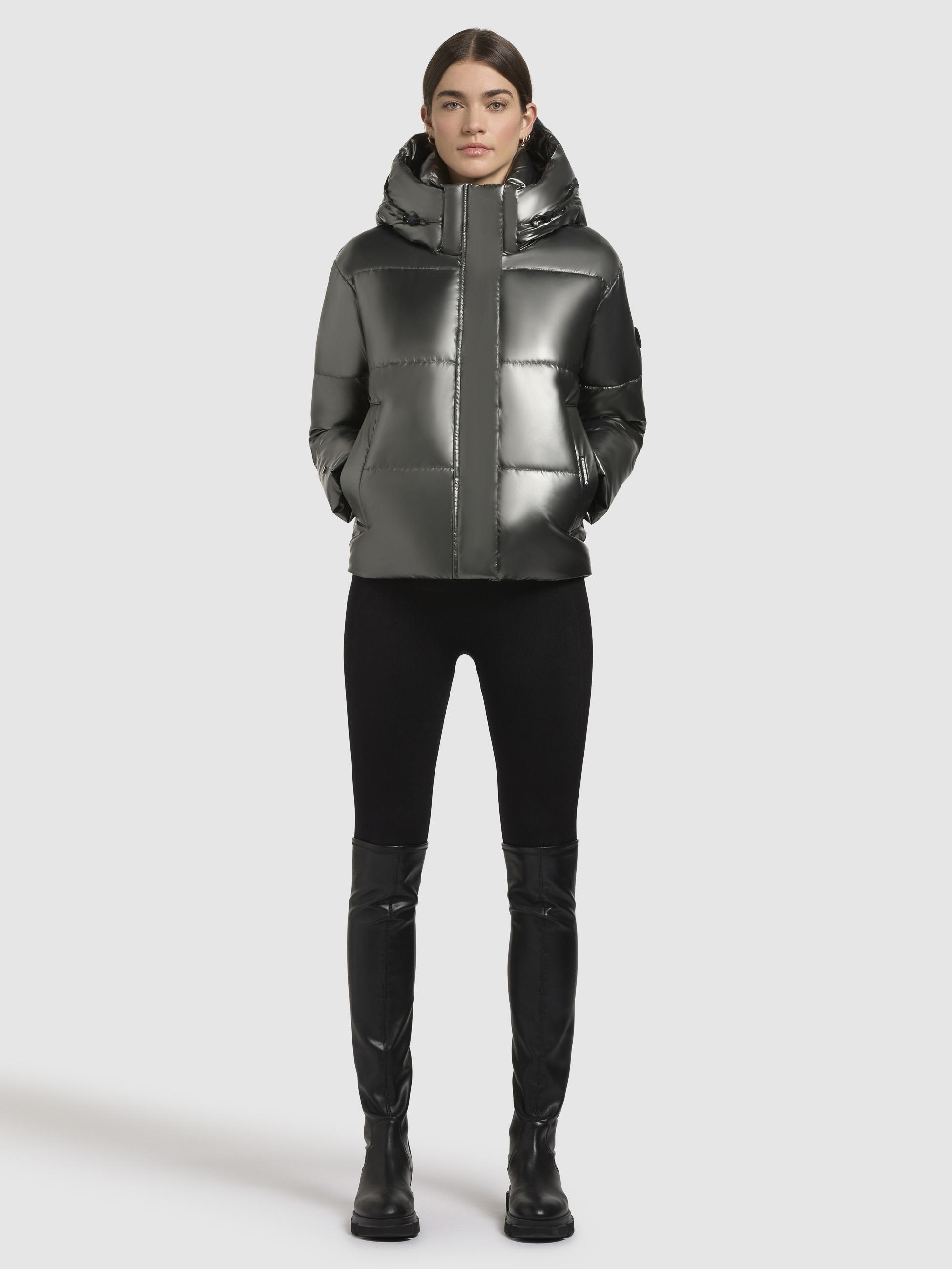 Glänzende kurze Winter Steppjacke "Devina Shiny-YM" Medium Grey