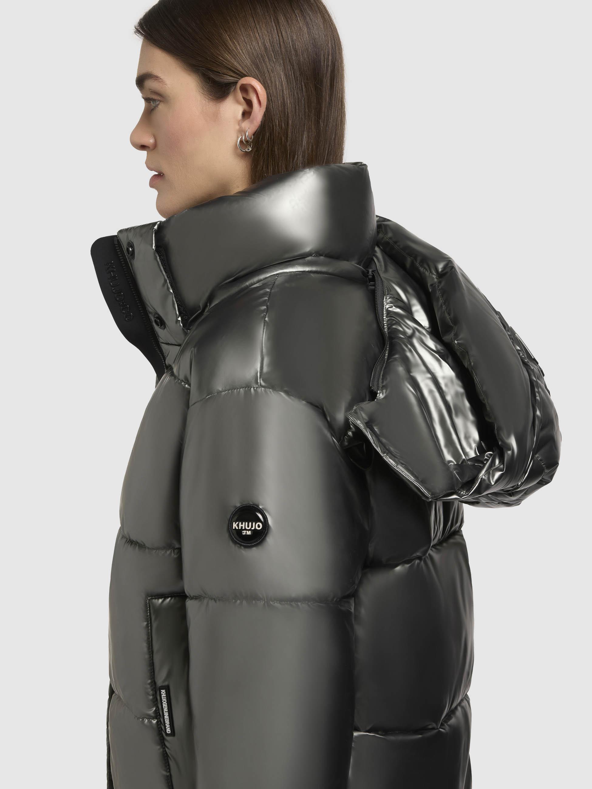 Glänzende kurze Winter Steppjacke "Devina Shiny-YM" Medium Grey