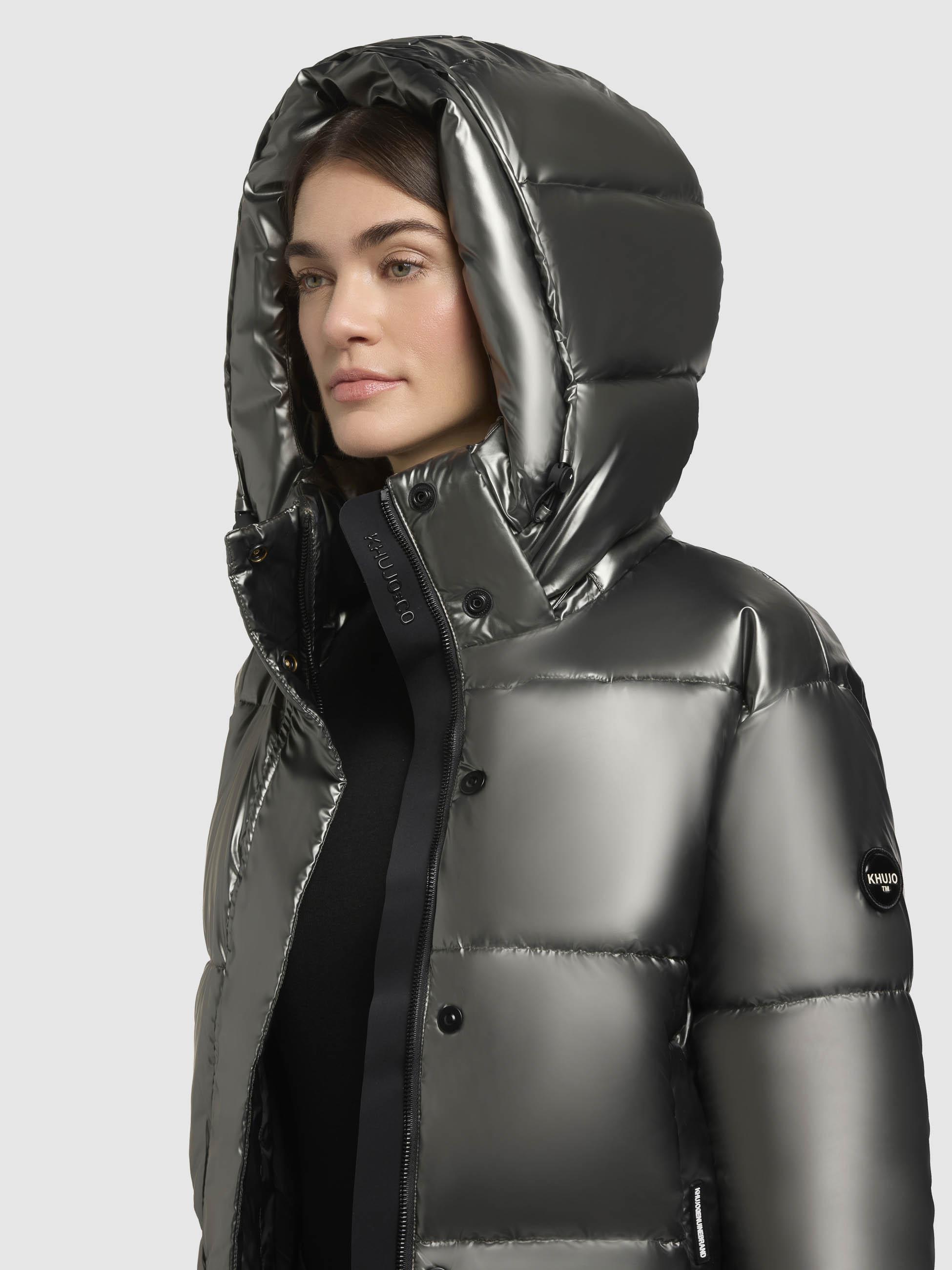 Glänzende kurze Winter Steppjacke "Devina Shiny-YM" Medium Grey